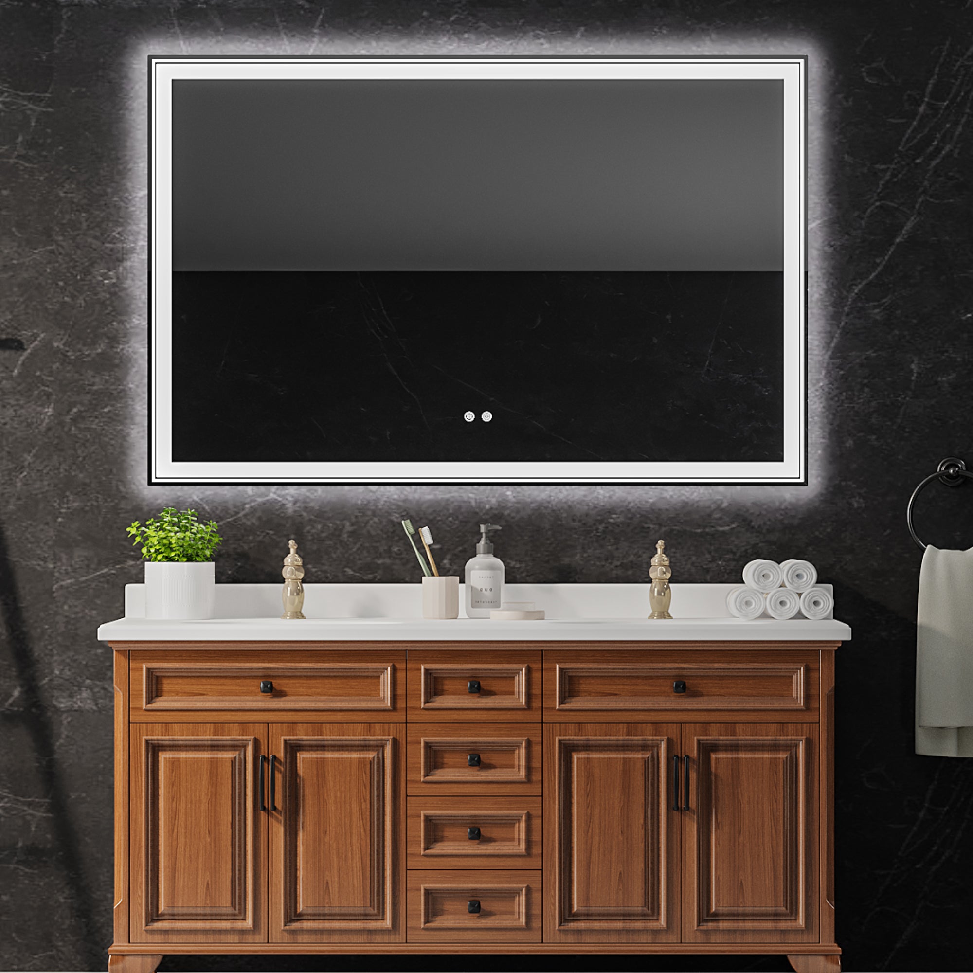 Rectangular Frameless Dimmable Wall Mounted LED Bathroom Vanity Mirror