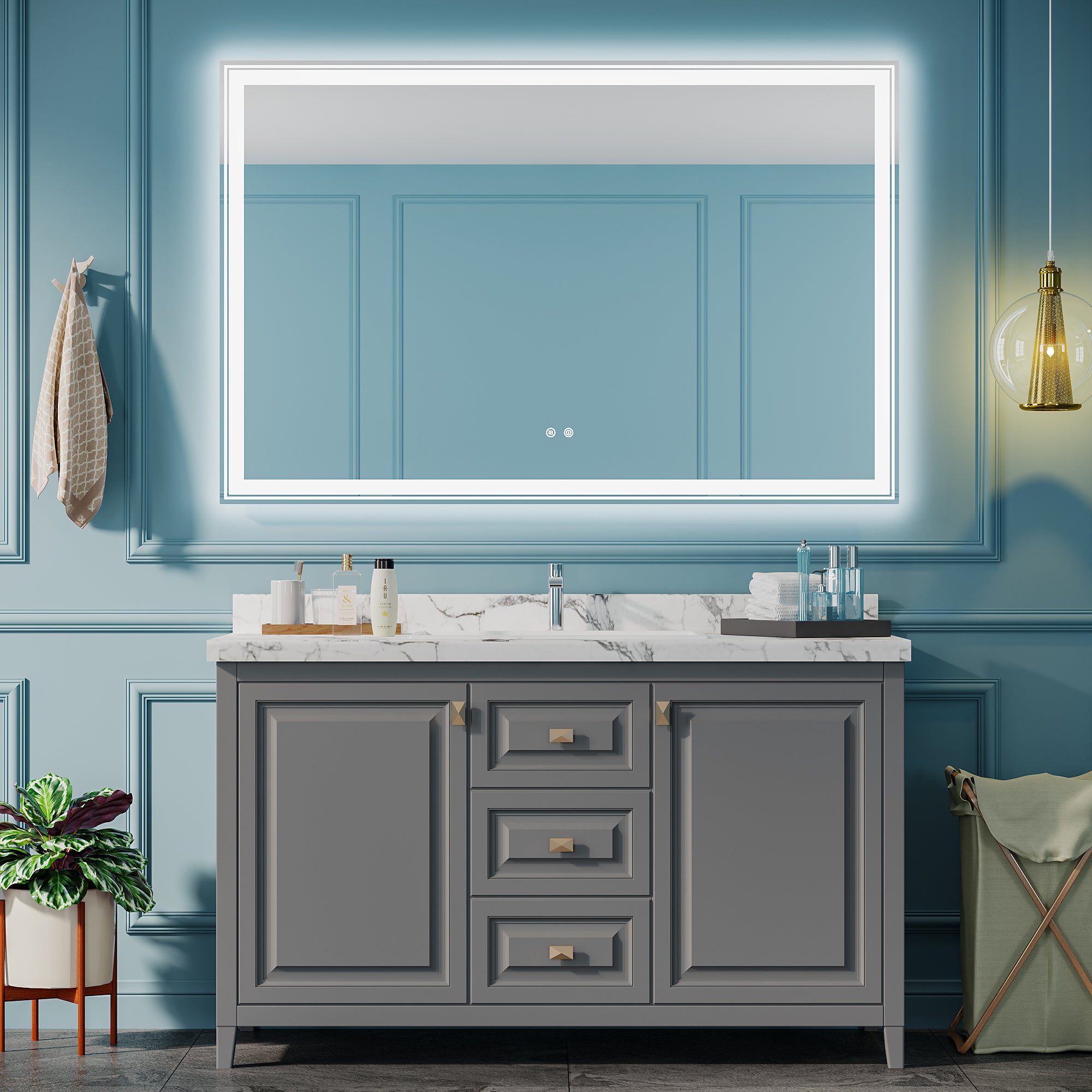Rectangular Frameless Dimmable Wall Mounted LED Bathroom Vanity Mirror