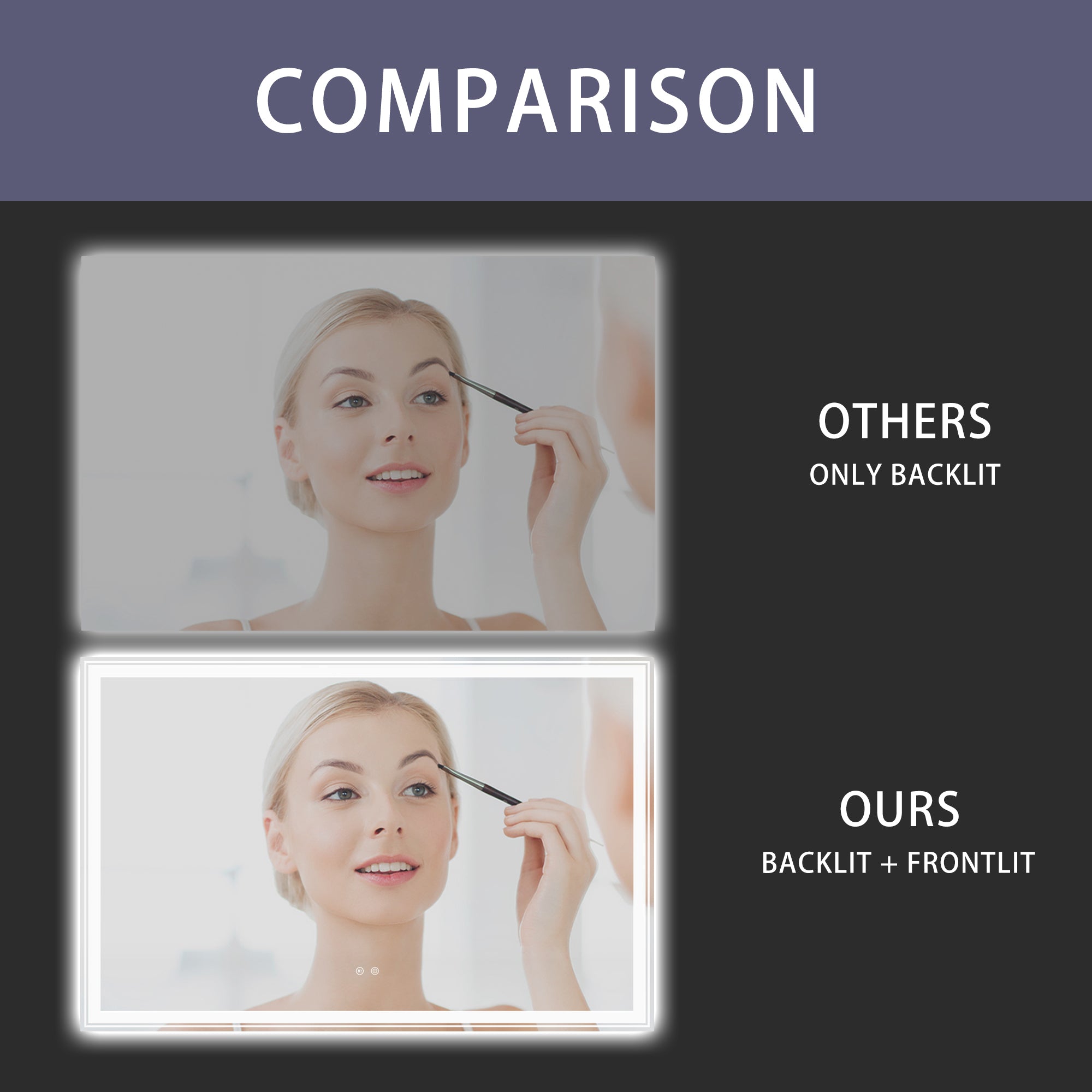 Rectangular Frameless Dimmable Wall Mounted LED Bathroom Vanity Mirror