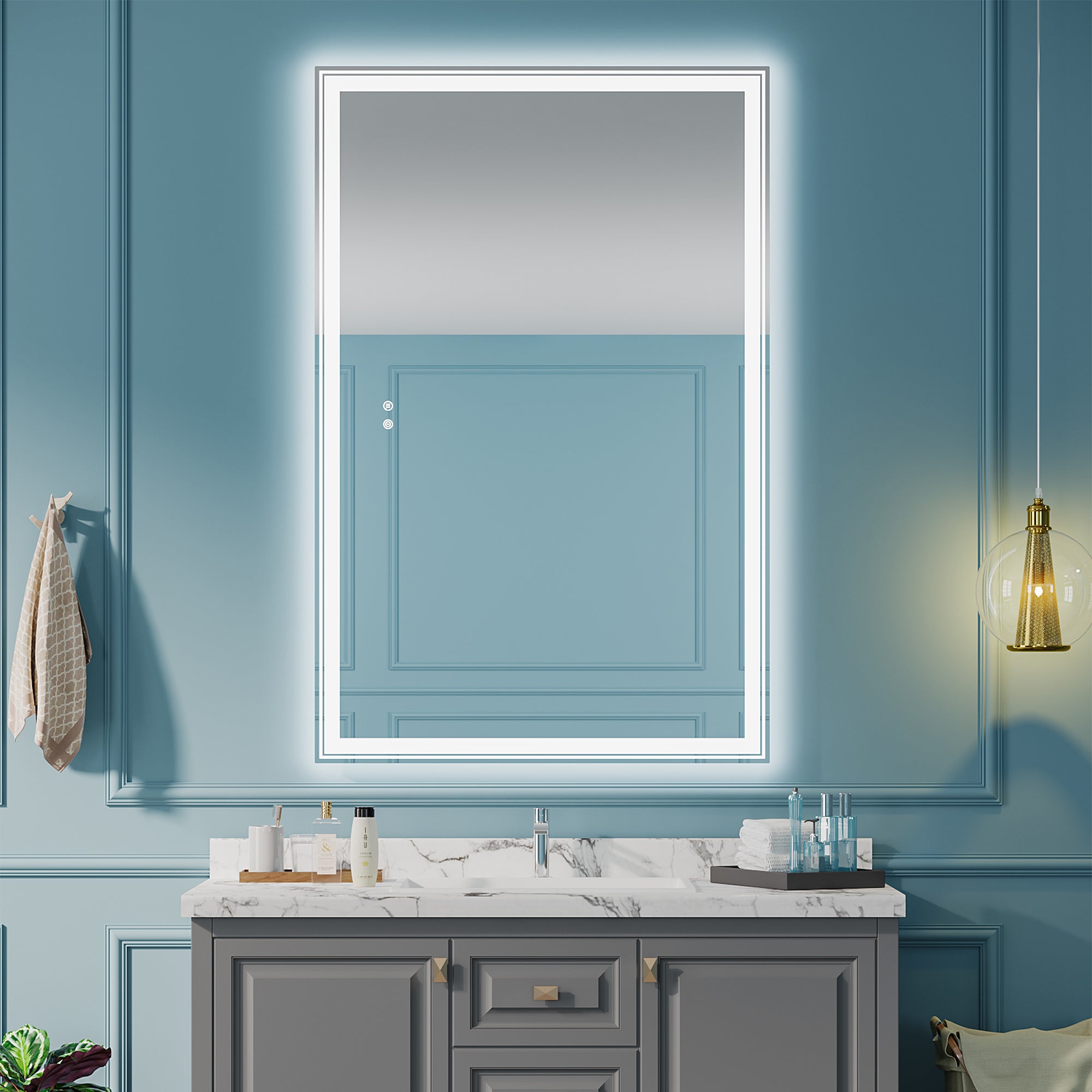 Rectangular Frameless Dimmable Wall Mounted LED Bathroom Vanity Mirror