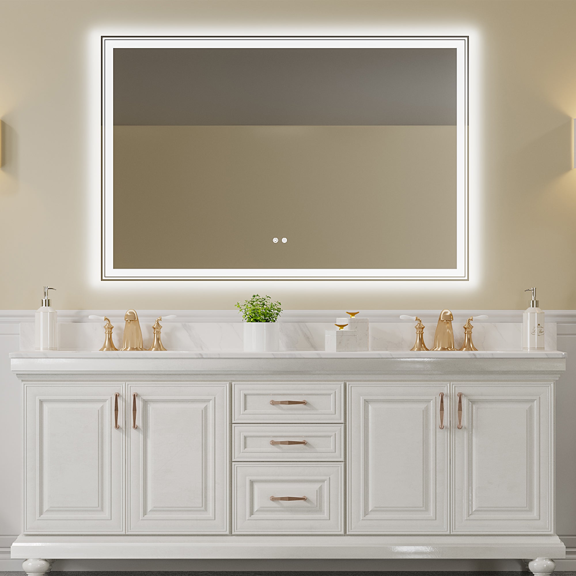 Rectangular Frameless Dimmable Wall Mounted LED Bathroom Vanity Mirror