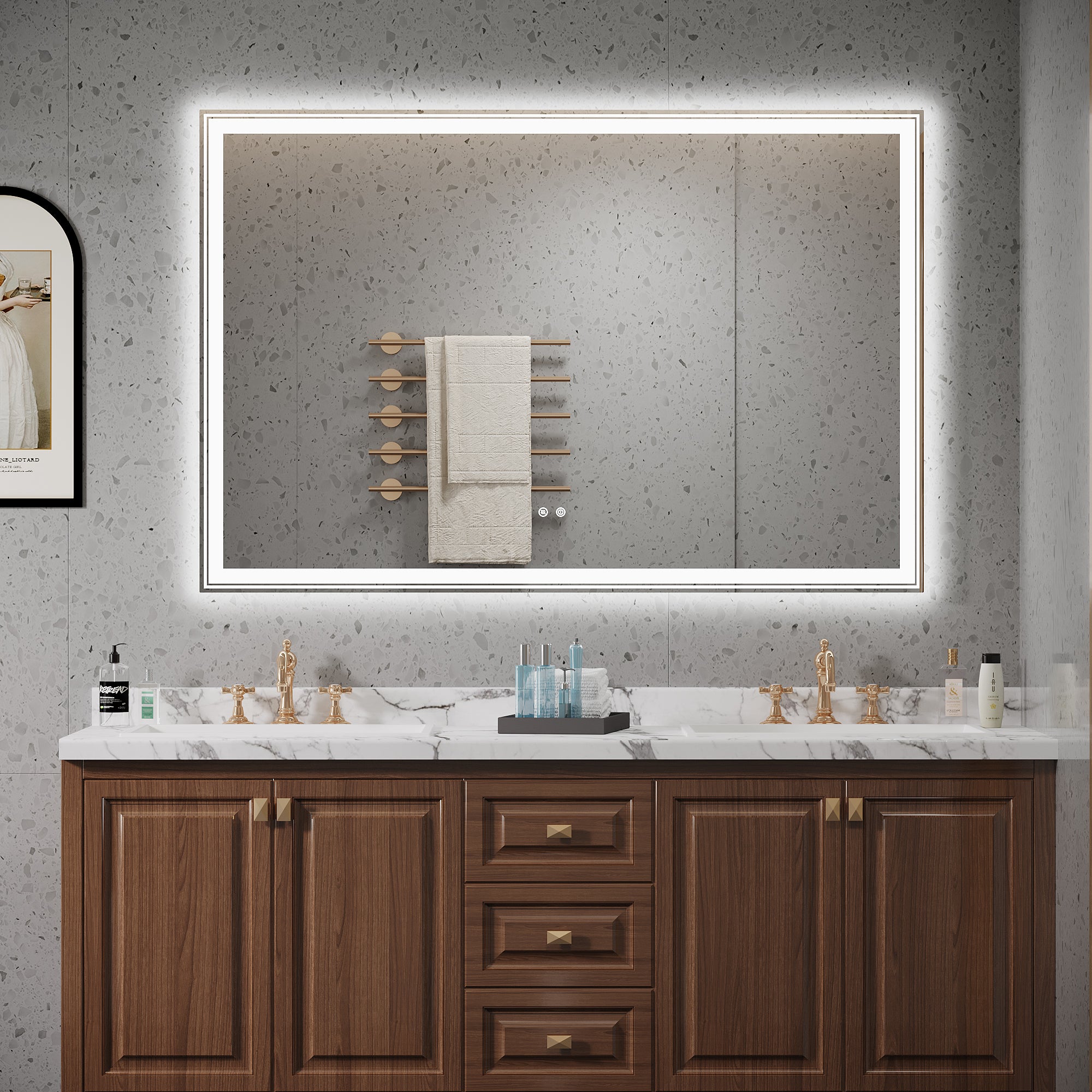 Rectangular Frameless Dimmable Wall Mounted LED Bathroom Vanity Mirror