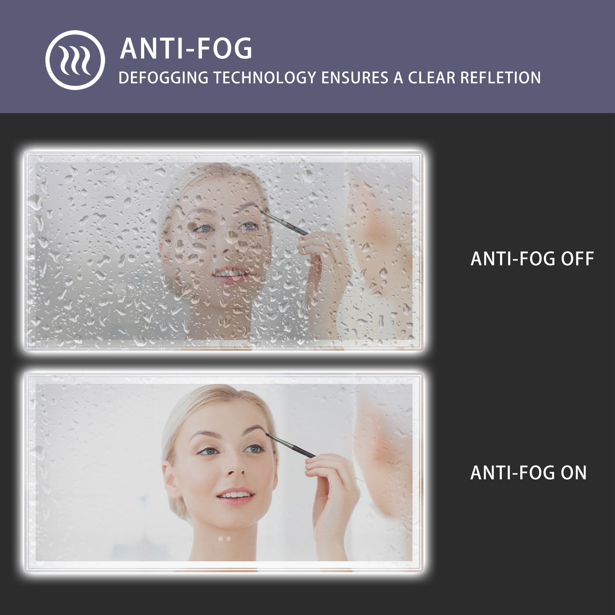 Rectangular Frameless Dimmable Wall Mounted LED Bathroom Vanity Mirror