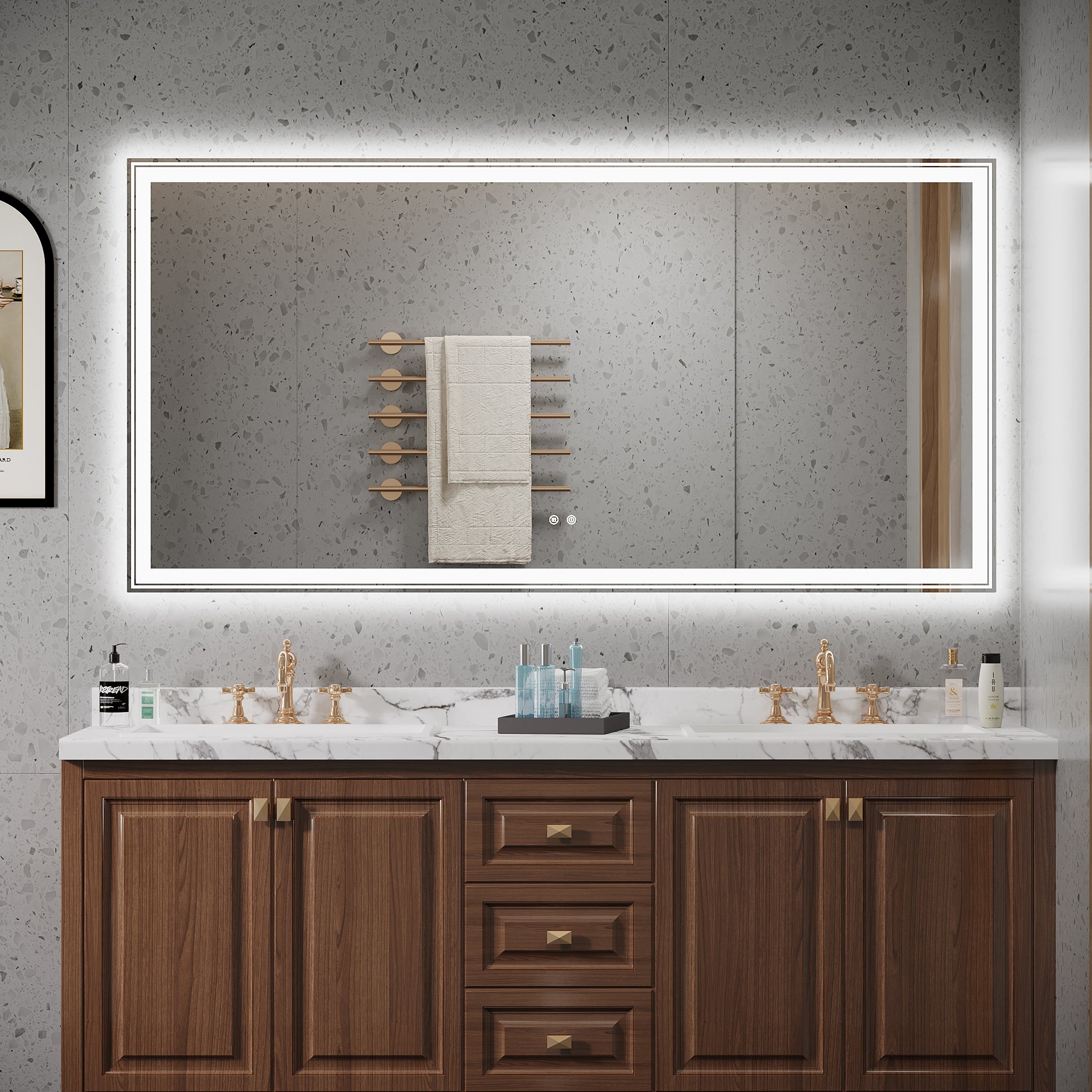 Rectangular Frameless Dimmable Wall Mounted LED Bathroom Vanity Mirror
