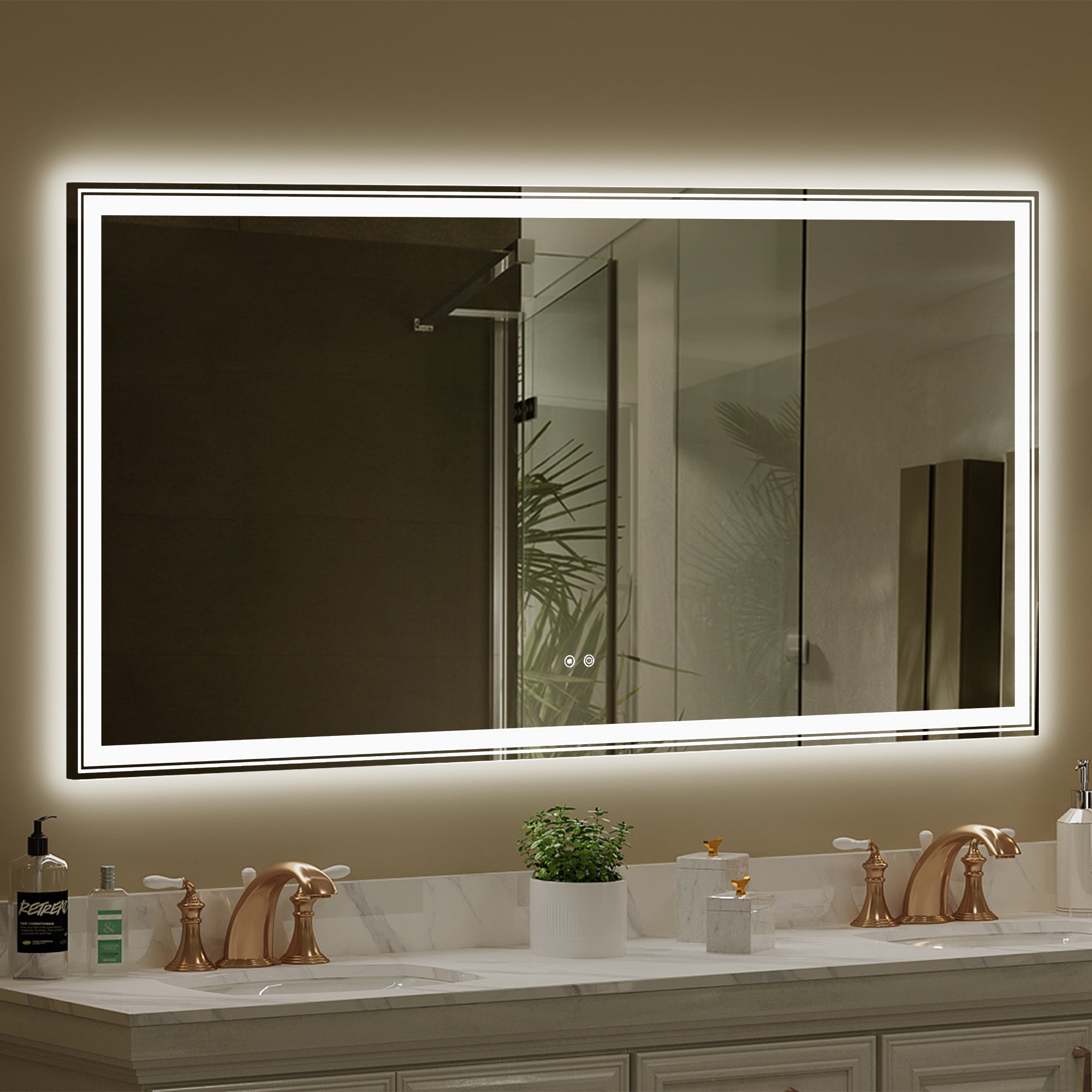 Rectangular Frameless Dimmable Wall Mounted LED Bathroom Vanity Mirror