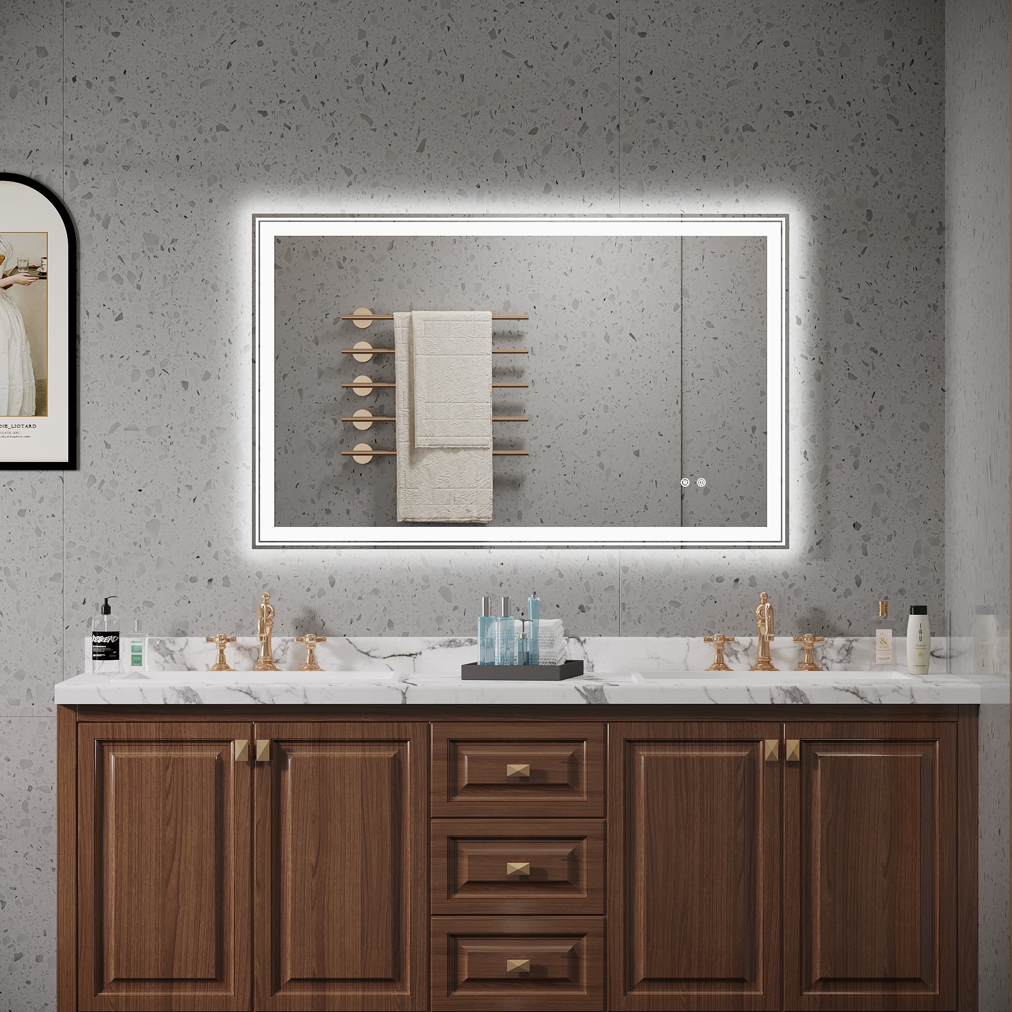 Rectangular Frameless Dimmable Wall Mounted LED Bathroom Vanity Mirror