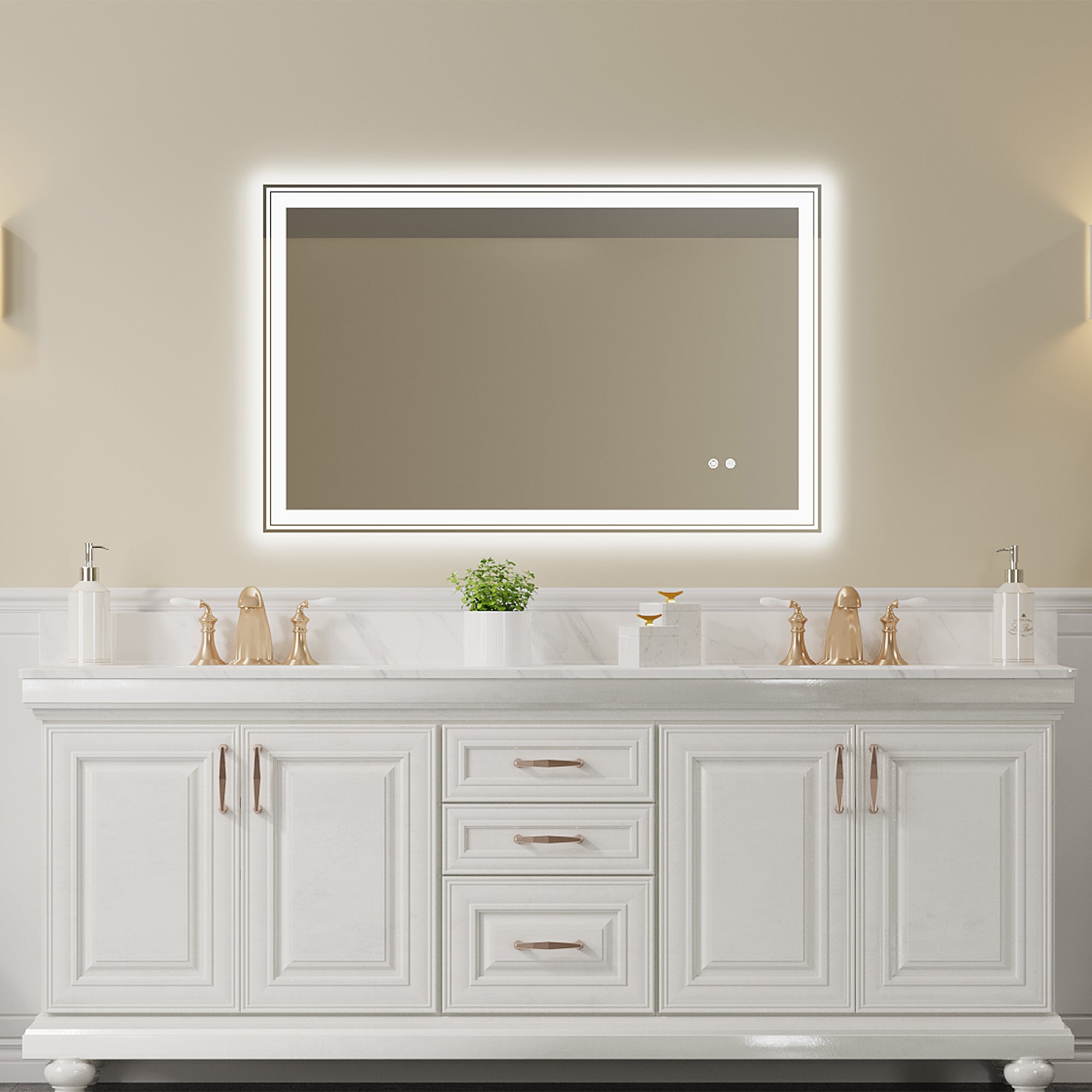 Rectangular Frameless Dimmable Wall Mounted LED Bathroom Vanity Mirror