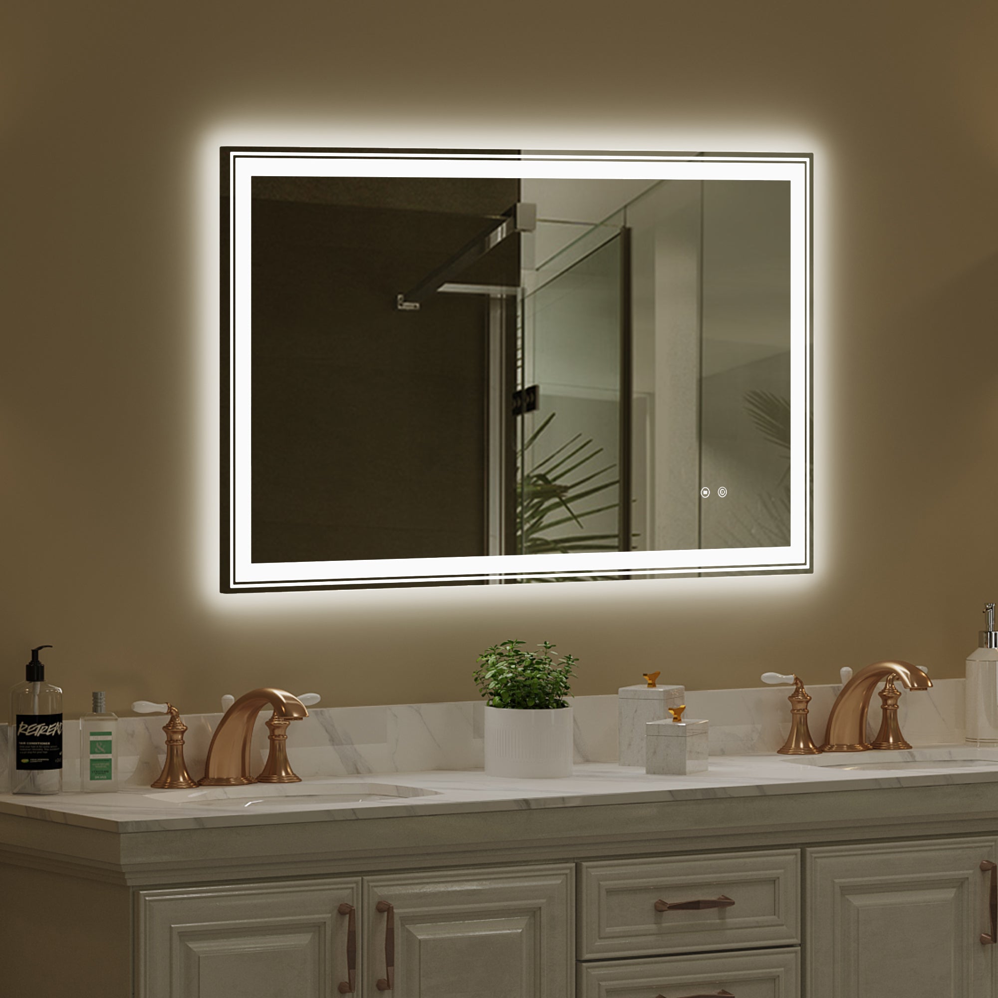 Rectangular Frameless Dimmable Wall Mounted LED Bathroom Vanity Mirror