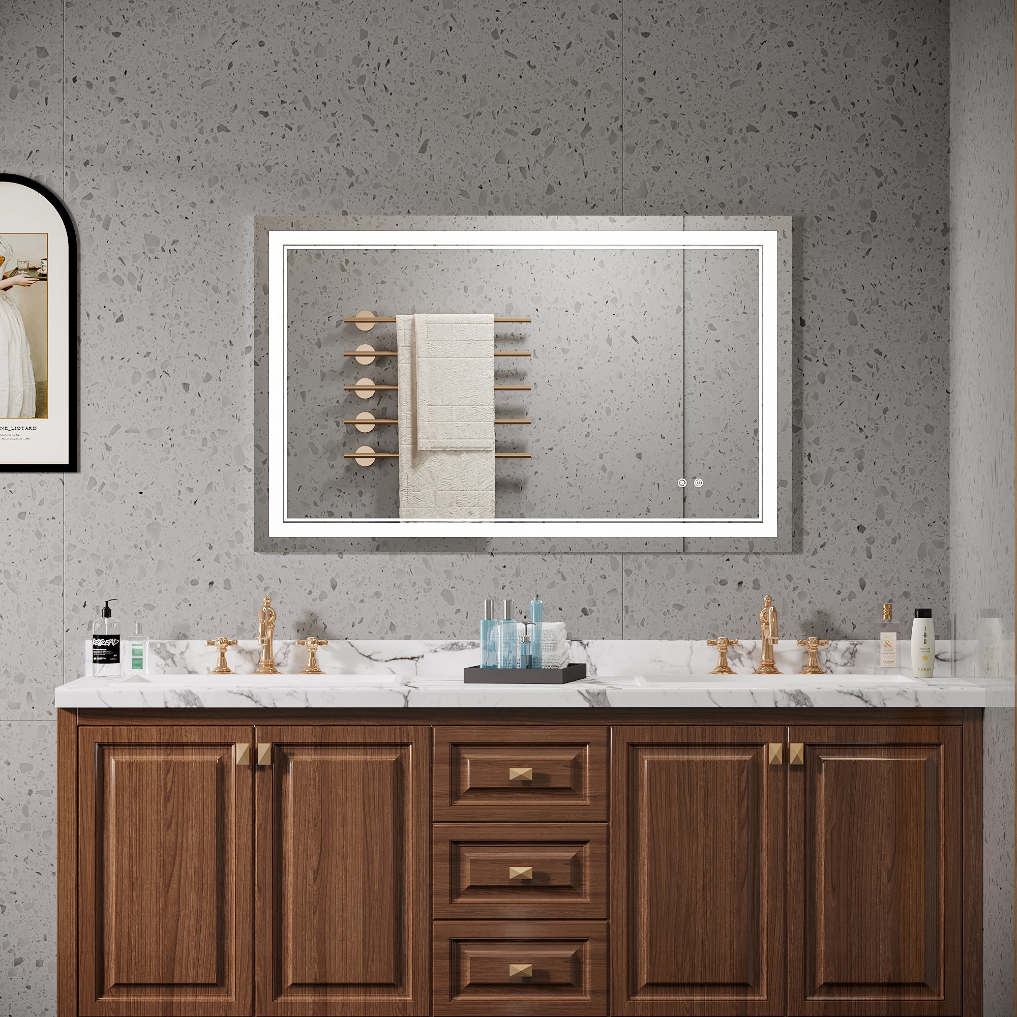 Rectangular Frameless Dimmable Wall Mounted LED Bathroom Vanity Mirror