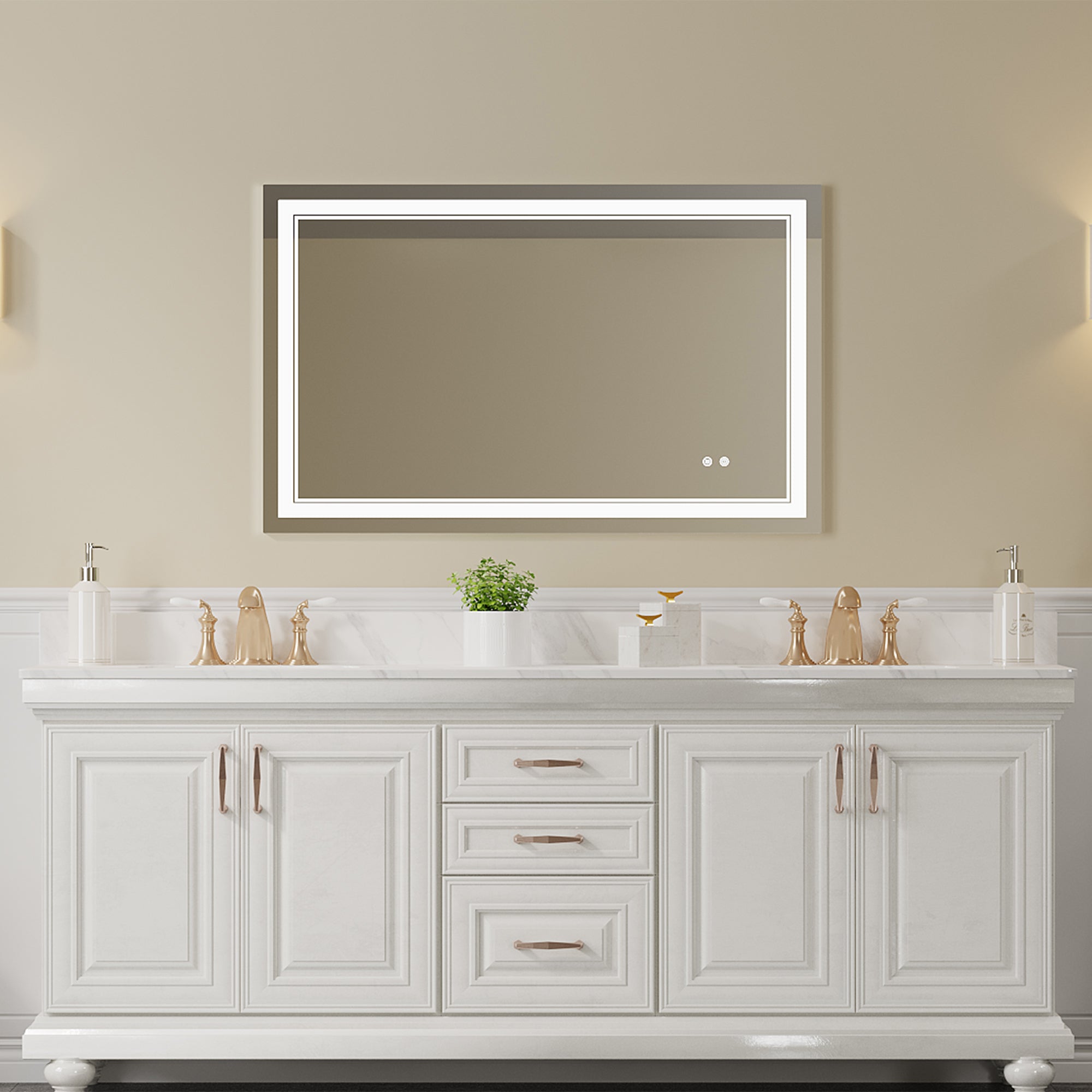 Rectangular Frameless Dimmable Wall Mounted LED Bathroom Vanity Mirror