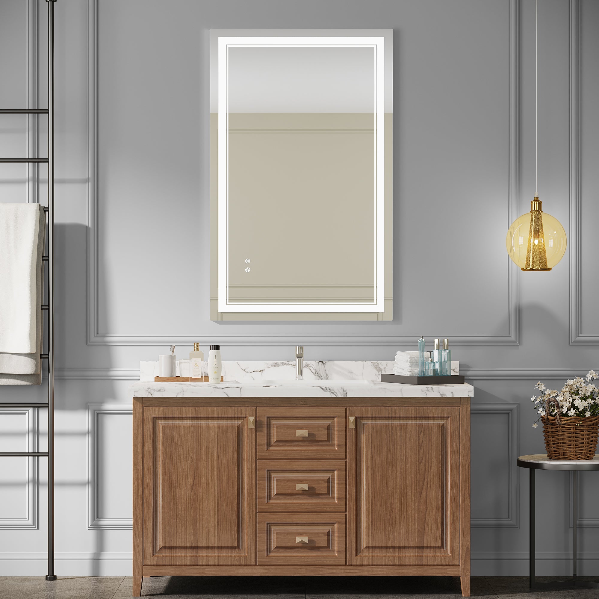 Rectangular Frameless Dimmable Wall Mounted LED Bathroom Vanity Mirror
