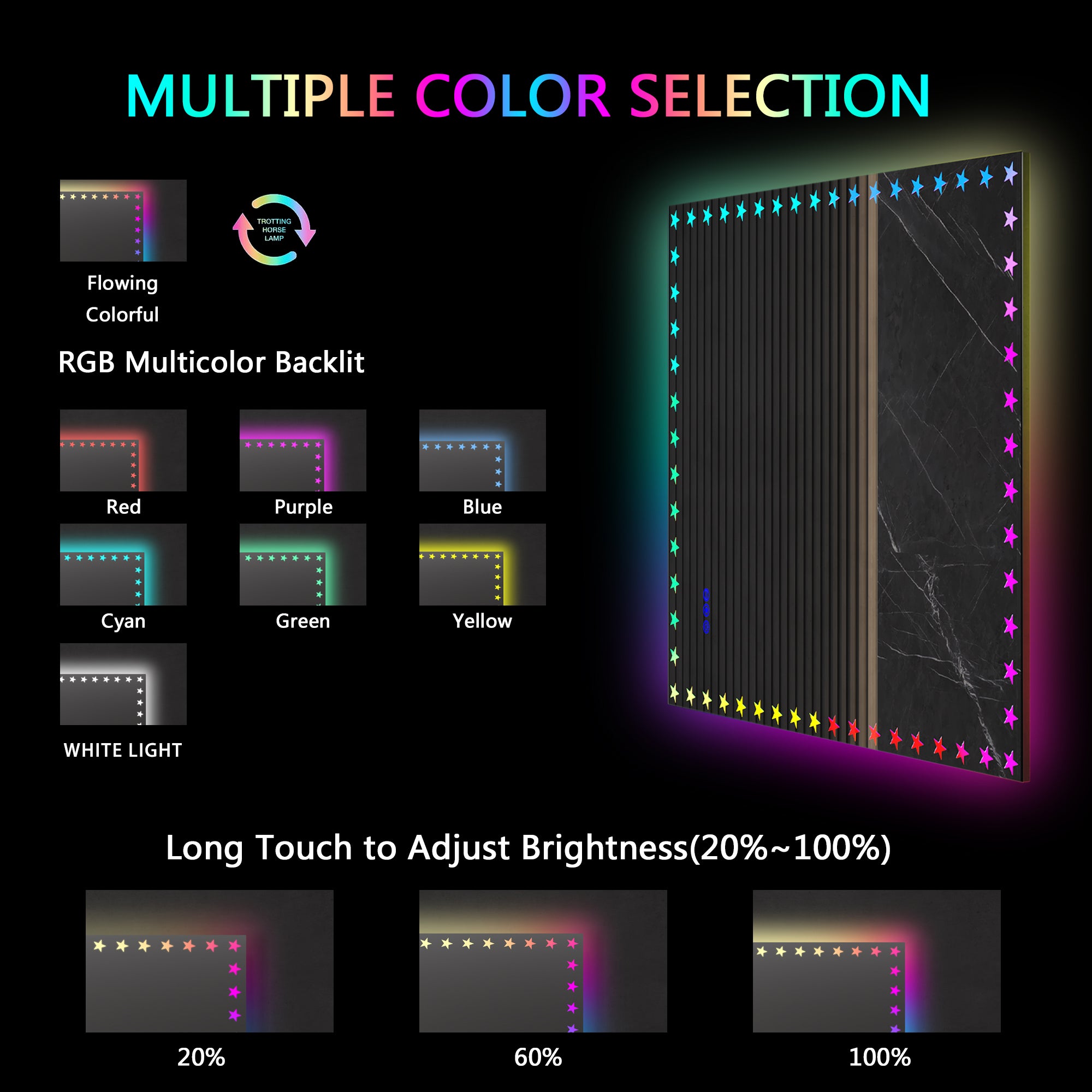 Rectangular Frameless Dimmable Wall Mounted LED Bathroom Vanity Mirror