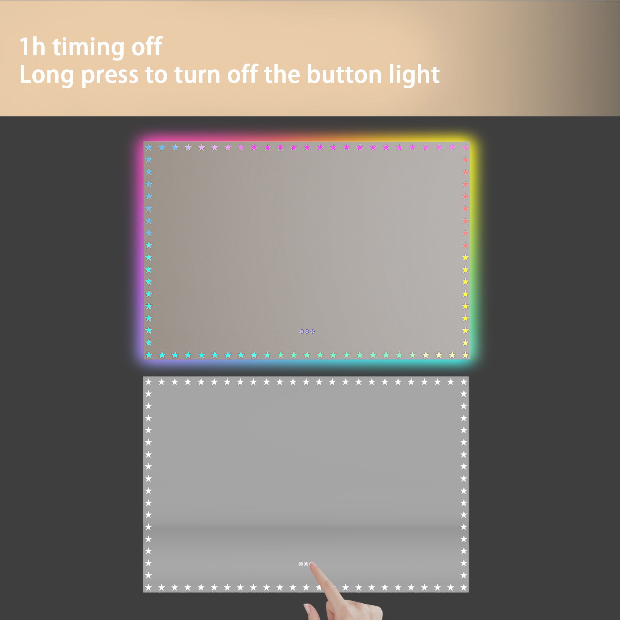 Rectangular Frameless Dimmable Wall Mounted LED Bathroom Vanity Mirror