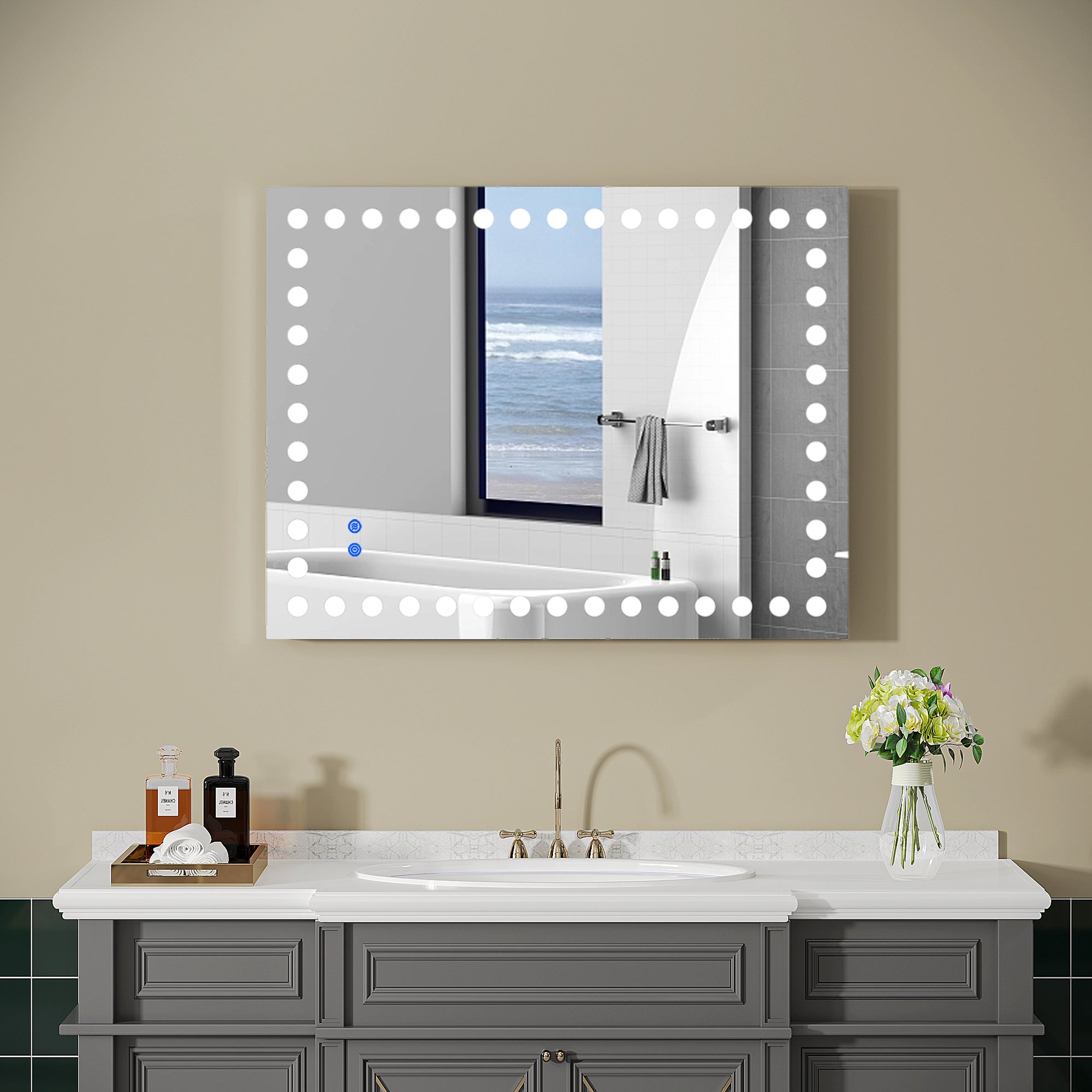 Rectangular Frameless Dimmable Wall Mounted LED Bathroom Vanity Mirror