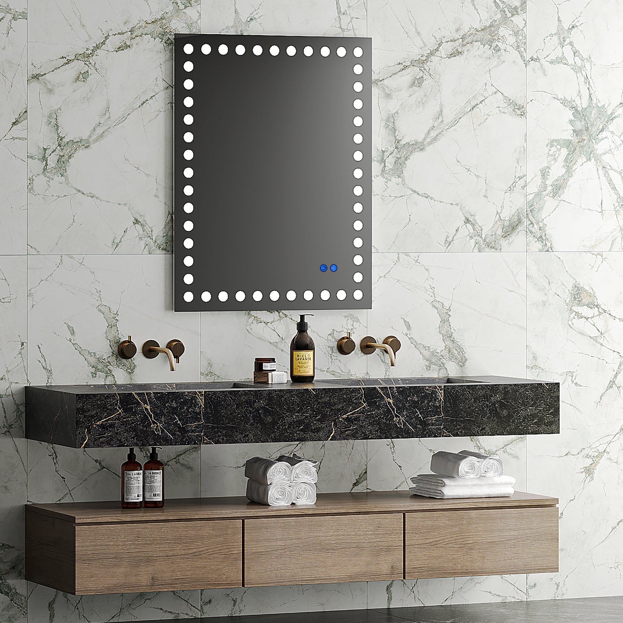 Rectangular Frameless Dimmable Wall Mounted LED Bathroom Vanity Mirror