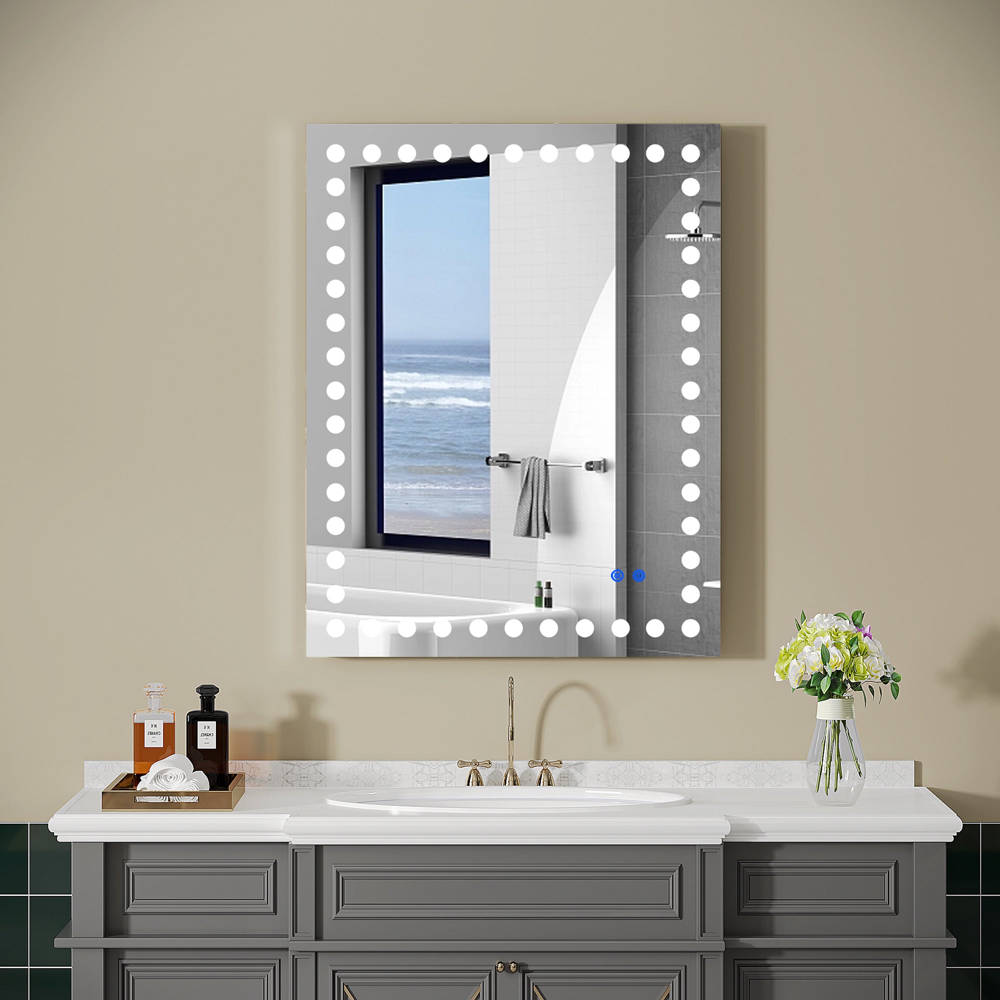 Rectangular Frameless Dimmable Wall Mounted LED Bathroom Vanity Mirror