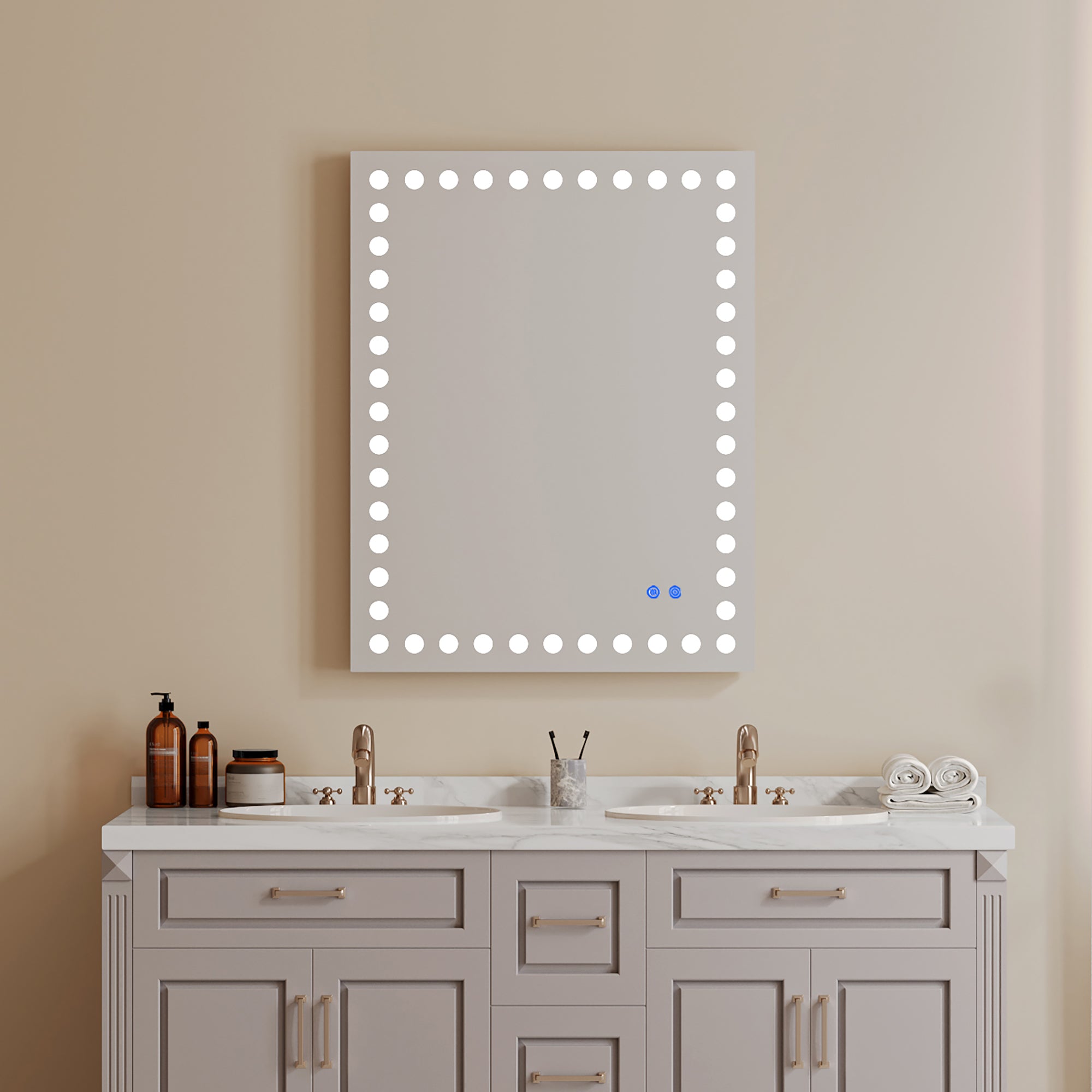 Rectangular Frameless Dimmable Wall Mounted LED Bathroom Vanity Mirror