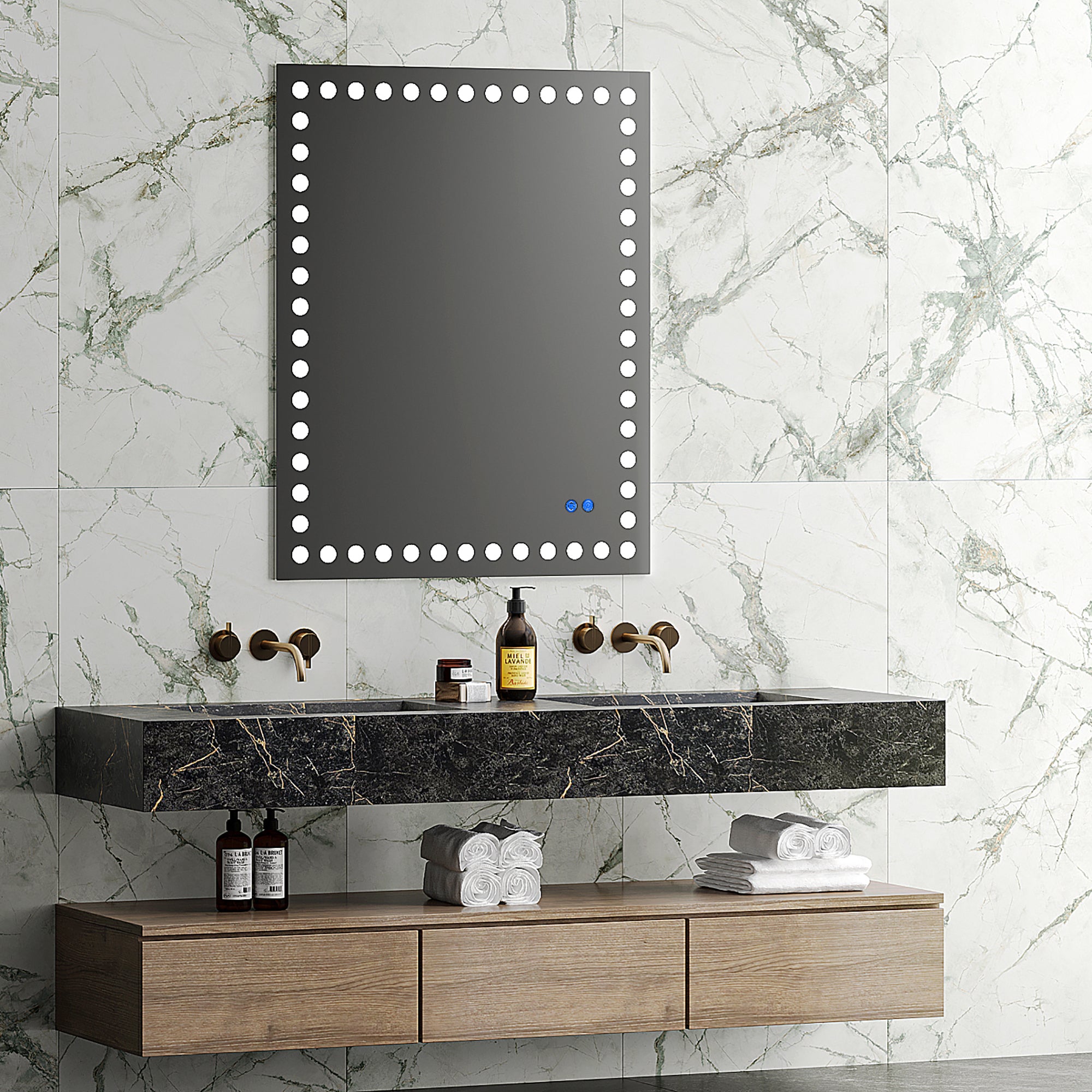 Rectangular Frameless Dimmable Wall Mounted LED Bathroom Vanity Mirror