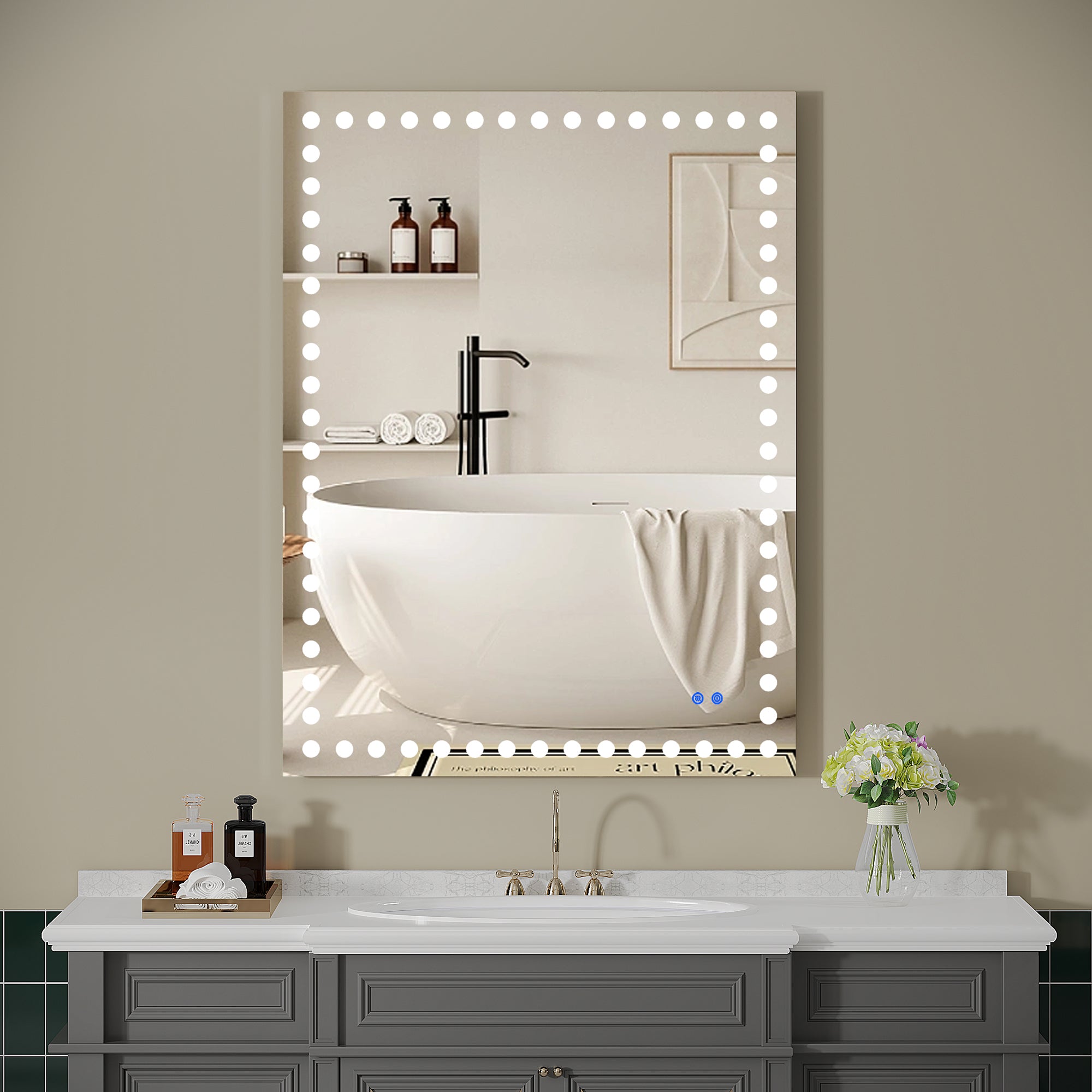 Rectangular Frameless Dimmable Wall Mounted LED Bathroom Vanity Mirror