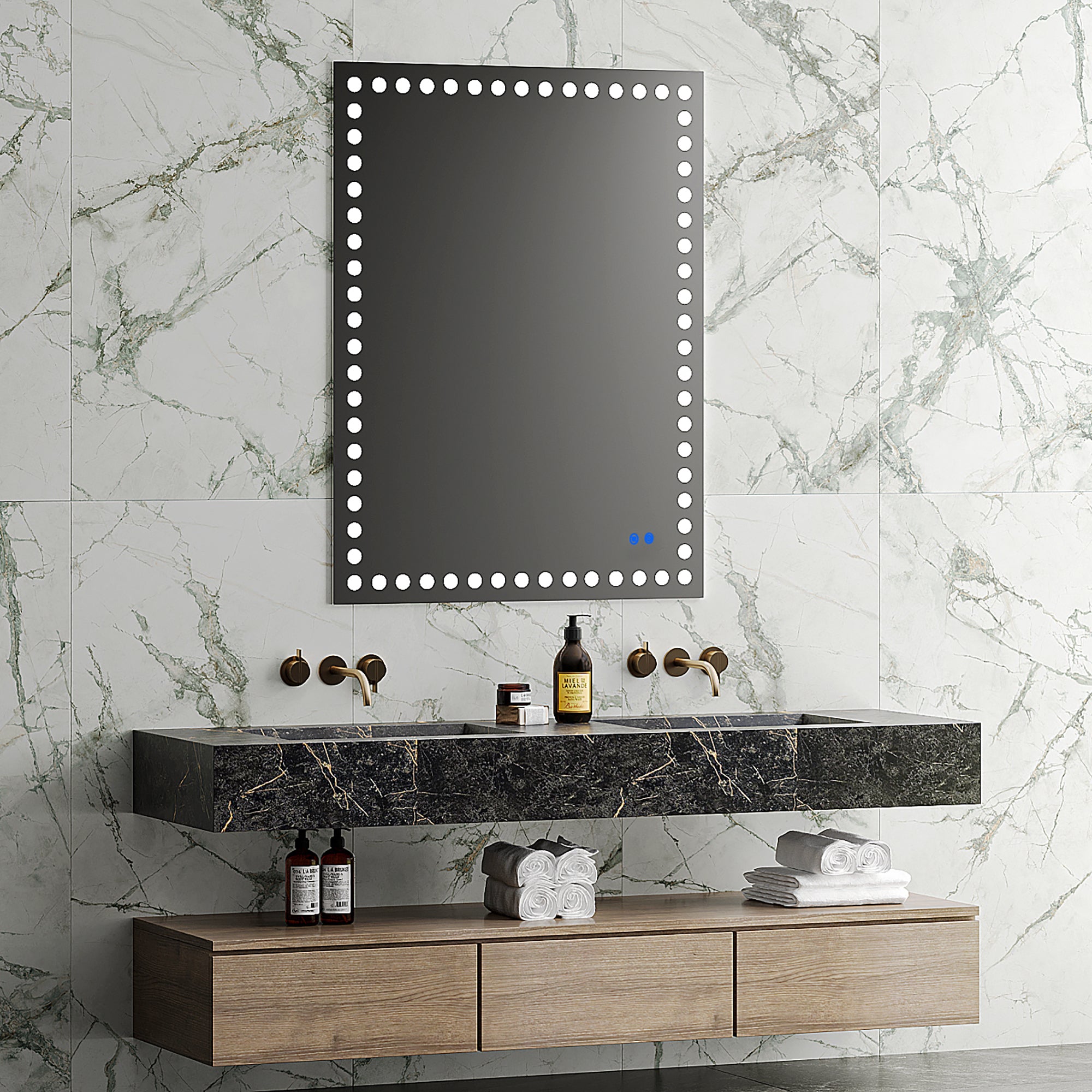Rectangular Frameless Dimmable Wall Mounted LED Bathroom Vanity Mirror