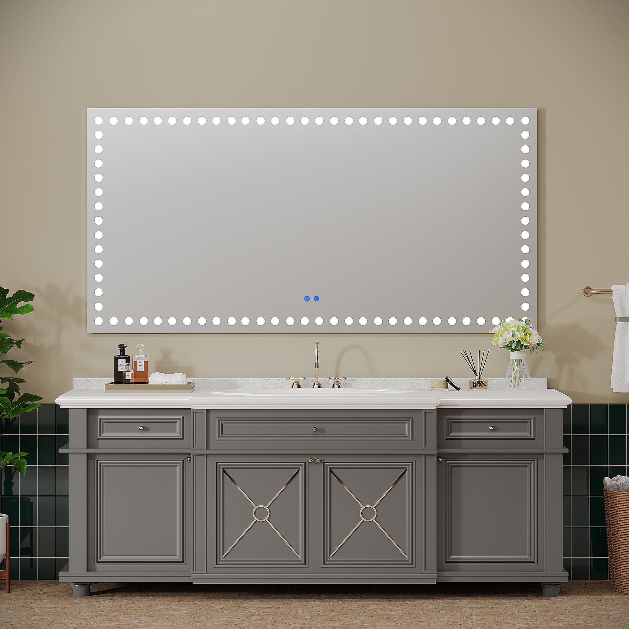 Rectangular Frameless Dimmable Wall Mounted LED Bathroom Vanity Mirror