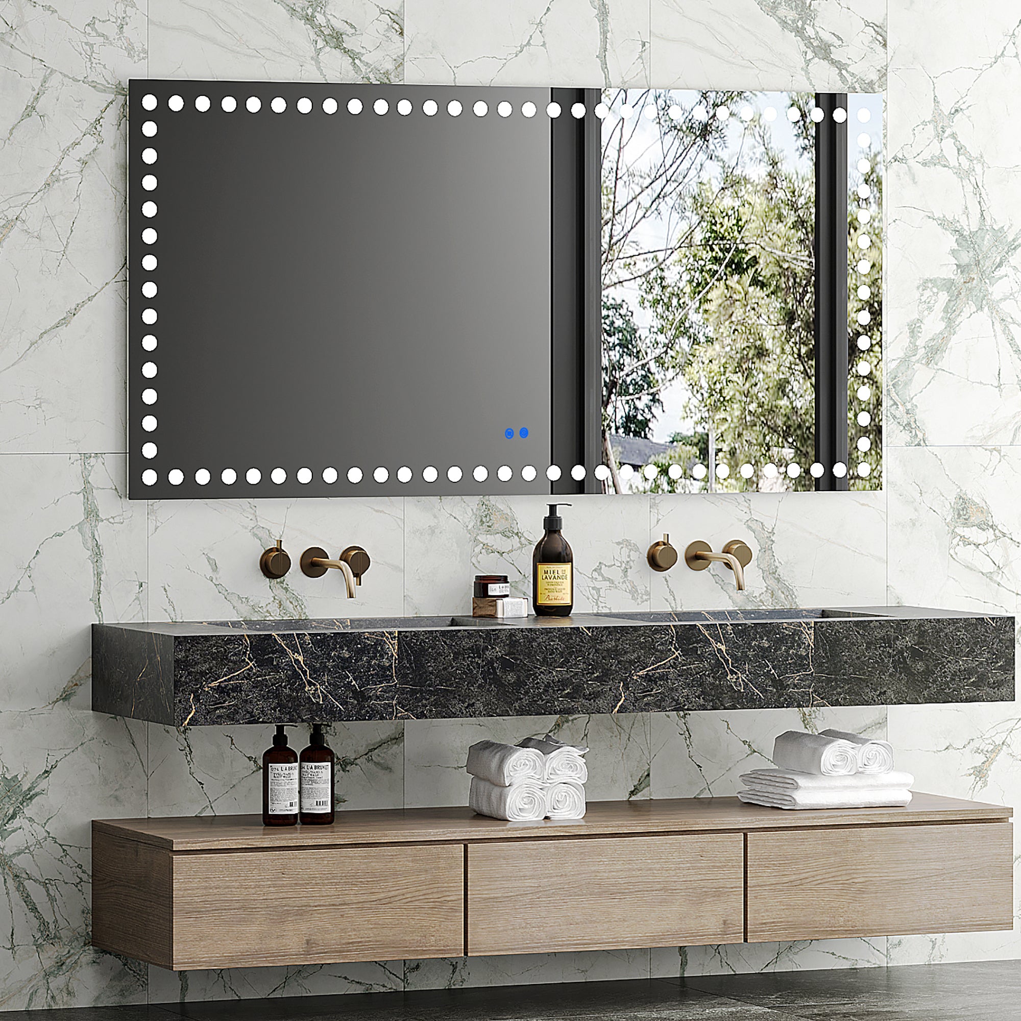 Rectangular Frameless Dimmable Wall Mounted LED Bathroom Vanity Mirror