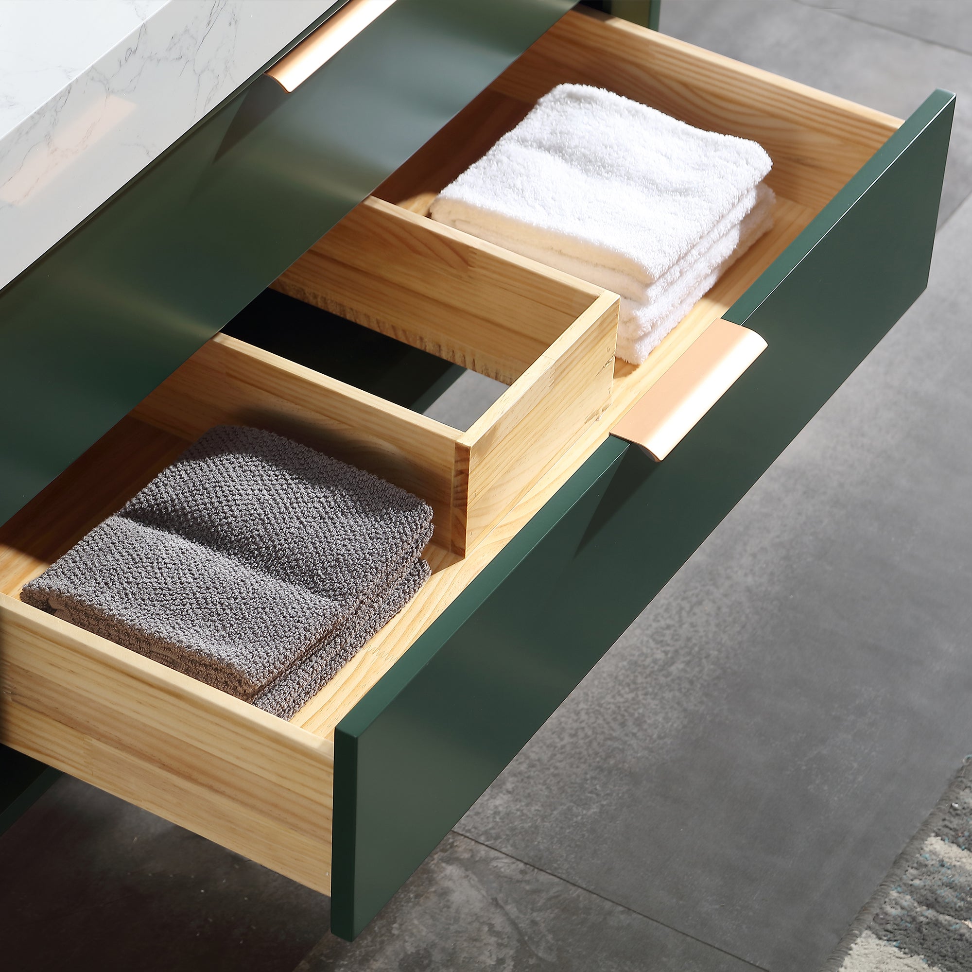 36 Inch Solid Wood Frame Wall-Mounted Bathroom Vanity Set with Ceramic Basin