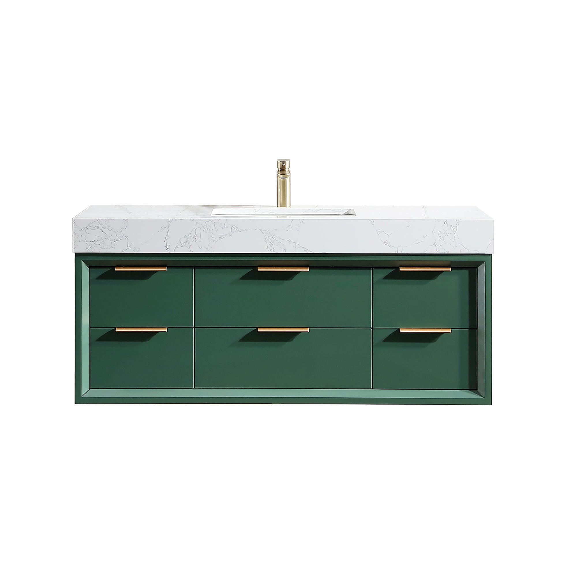 48 Inch Solid Wood Frame Wall-Mounted Bathroom Vanity Set with Ceramic Basin