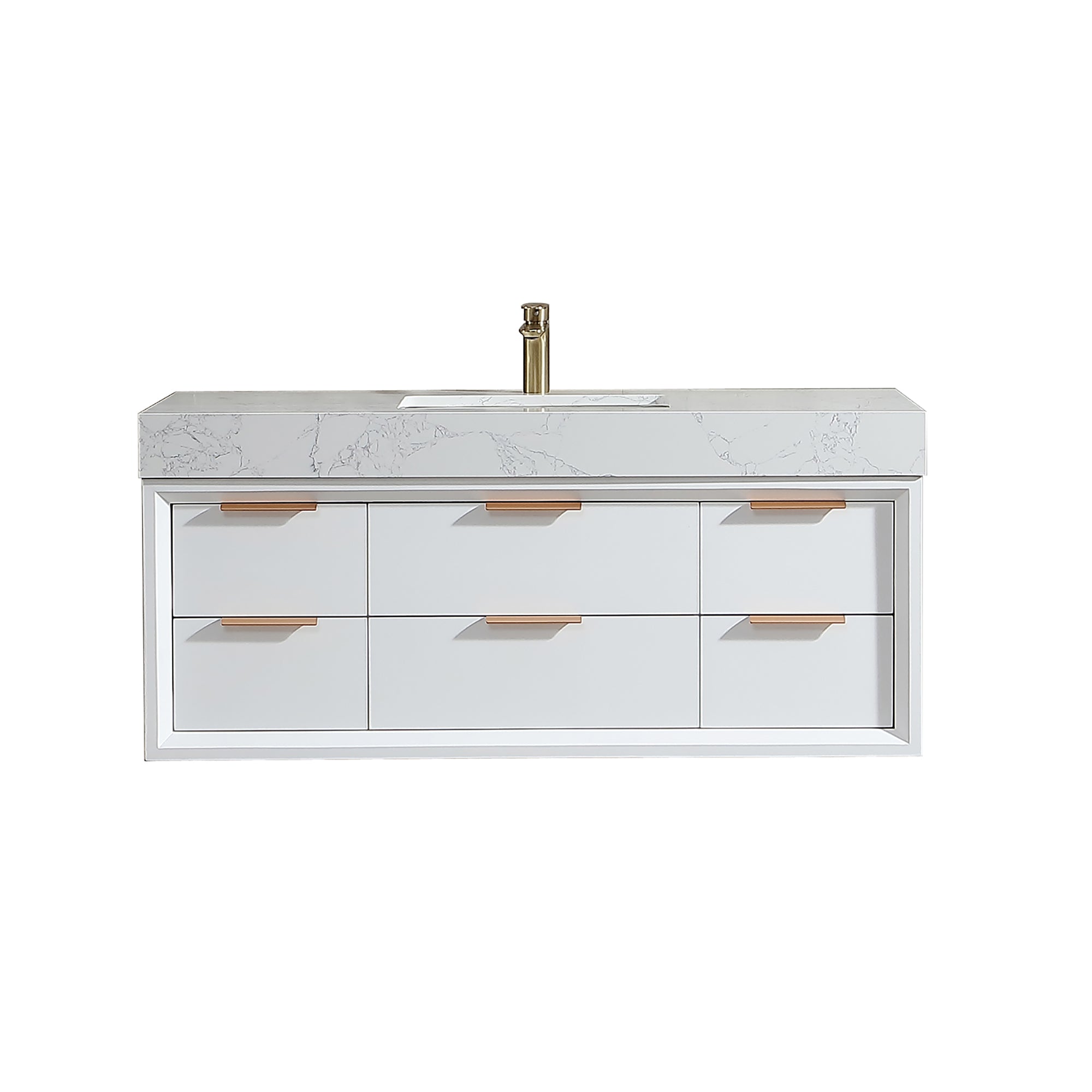 48 Inch Solid Wood Frame Wall-Mounted Bathroom Vanity Set with Ceramic Basin