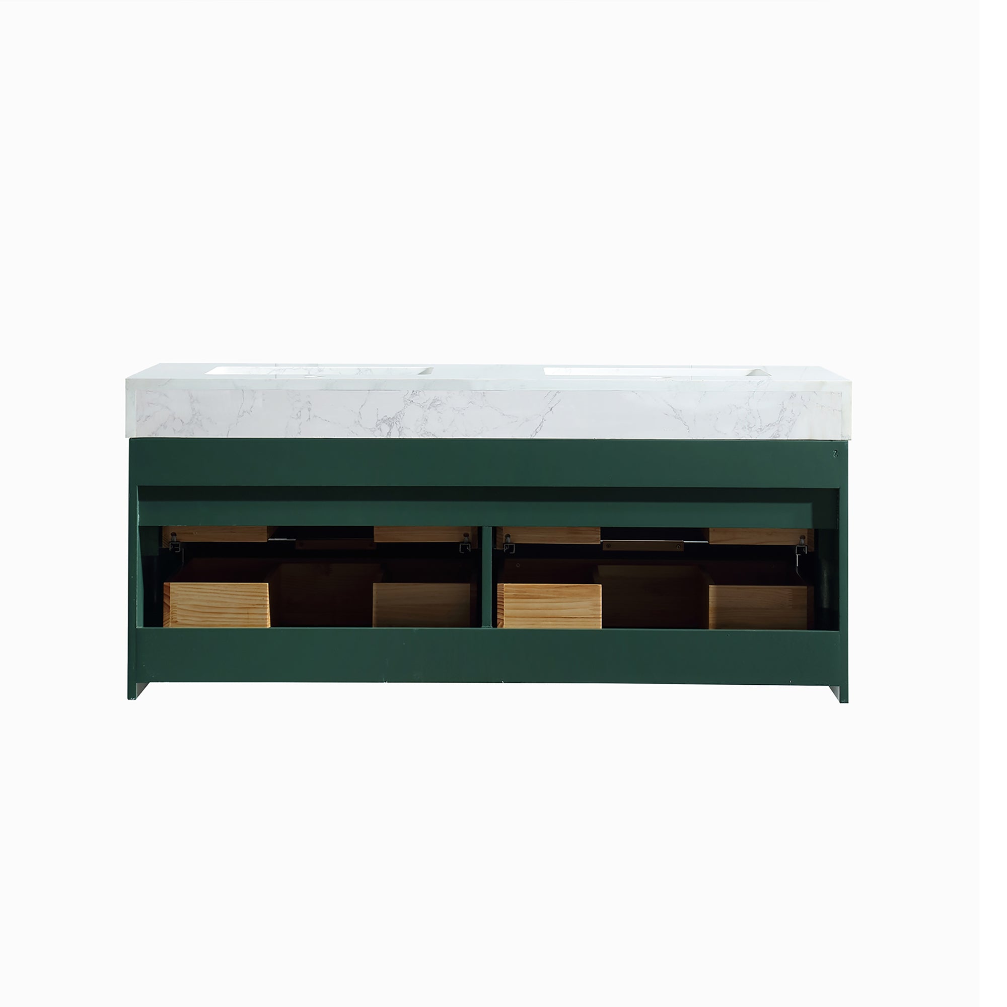 48 Inch Solid Wood Frame Wall-Mounted Bathroom Vanity Set with Double Ceramic Basin