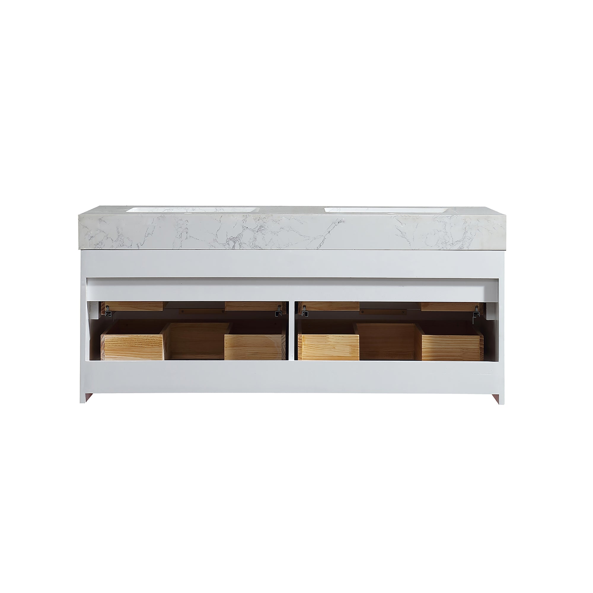 48 Inch Solid Wood Frame Wall-Mounted Bathroom Vanity Set with Double Ceramic Basin