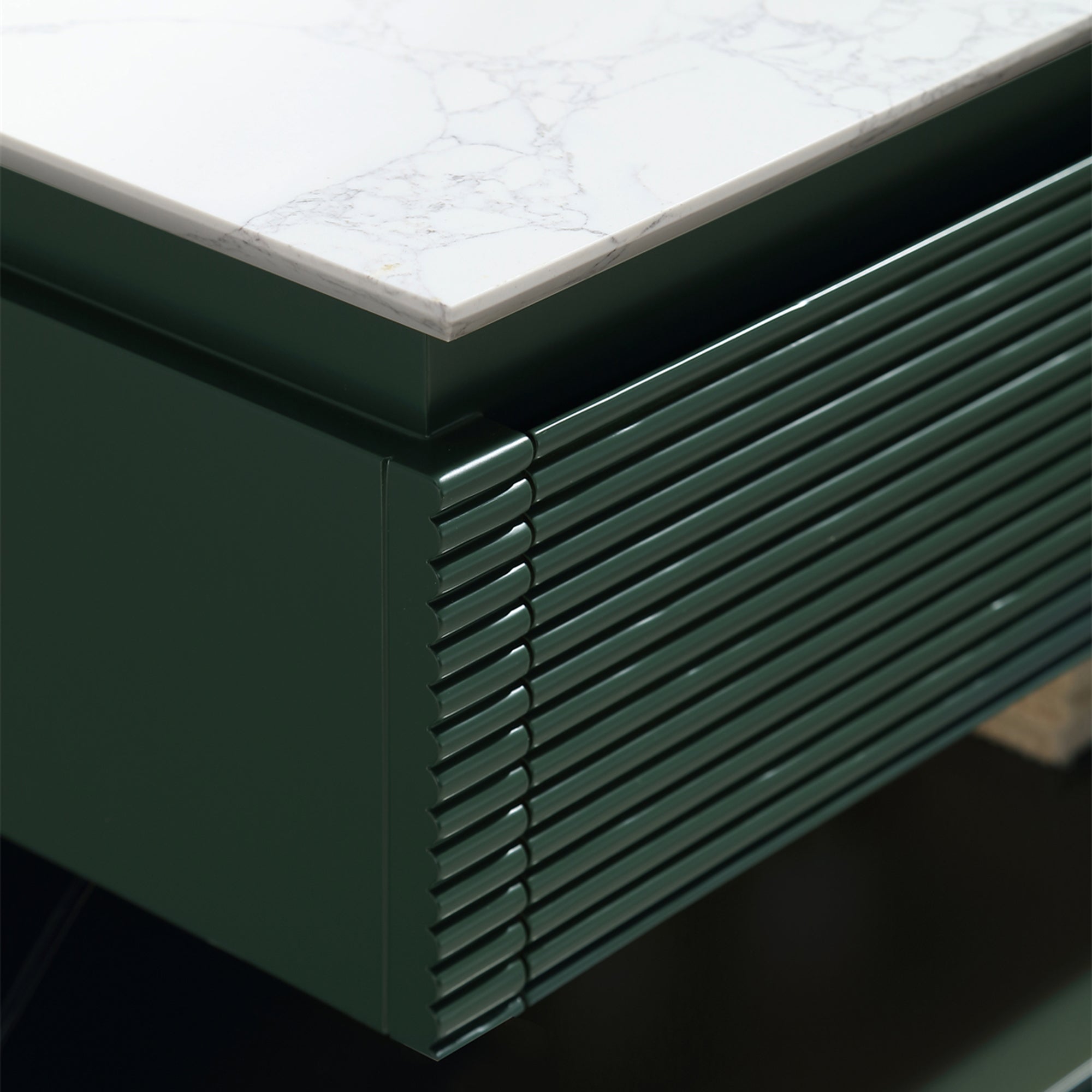 36 Inch Solid Wood Wall-Mounted Bathroom Vanity Set in Green/ White with Engineered Stone and Ceramic Sink