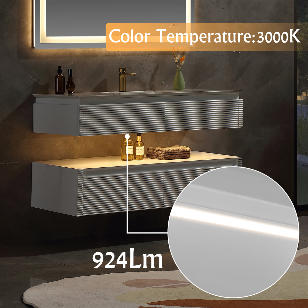 36 Inch Solid Wood Wall-Mounted Bathroom Vanity Set in Green/ White with Engineered Stone and Ceramic Sink