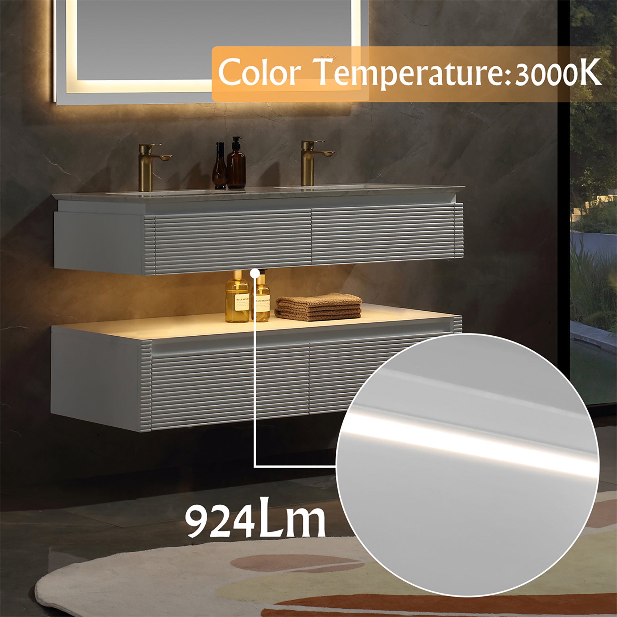 36 Inch Solid Wood Wall-Mounted Bathroom Vanity Set in Green/ White with Engineered Stone and Ceramic Sink