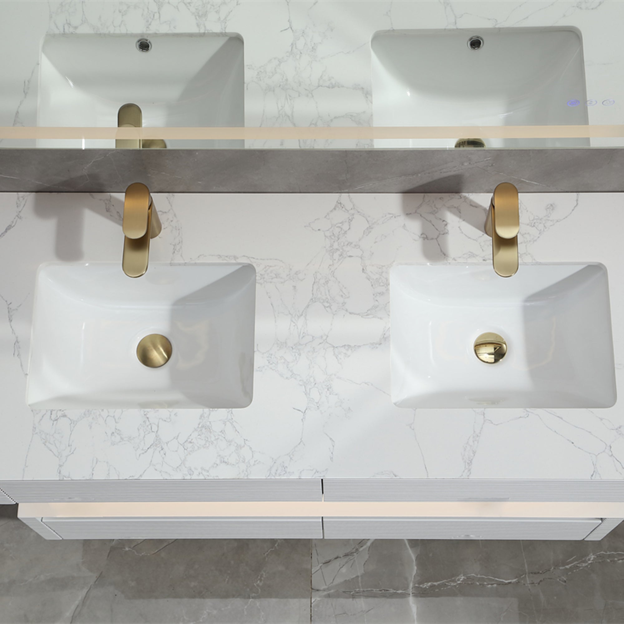 36 Inch Solid Wood Wall-Mounted Bathroom Vanity Set in Green/ White with Engineered Stone and Ceramic Sink