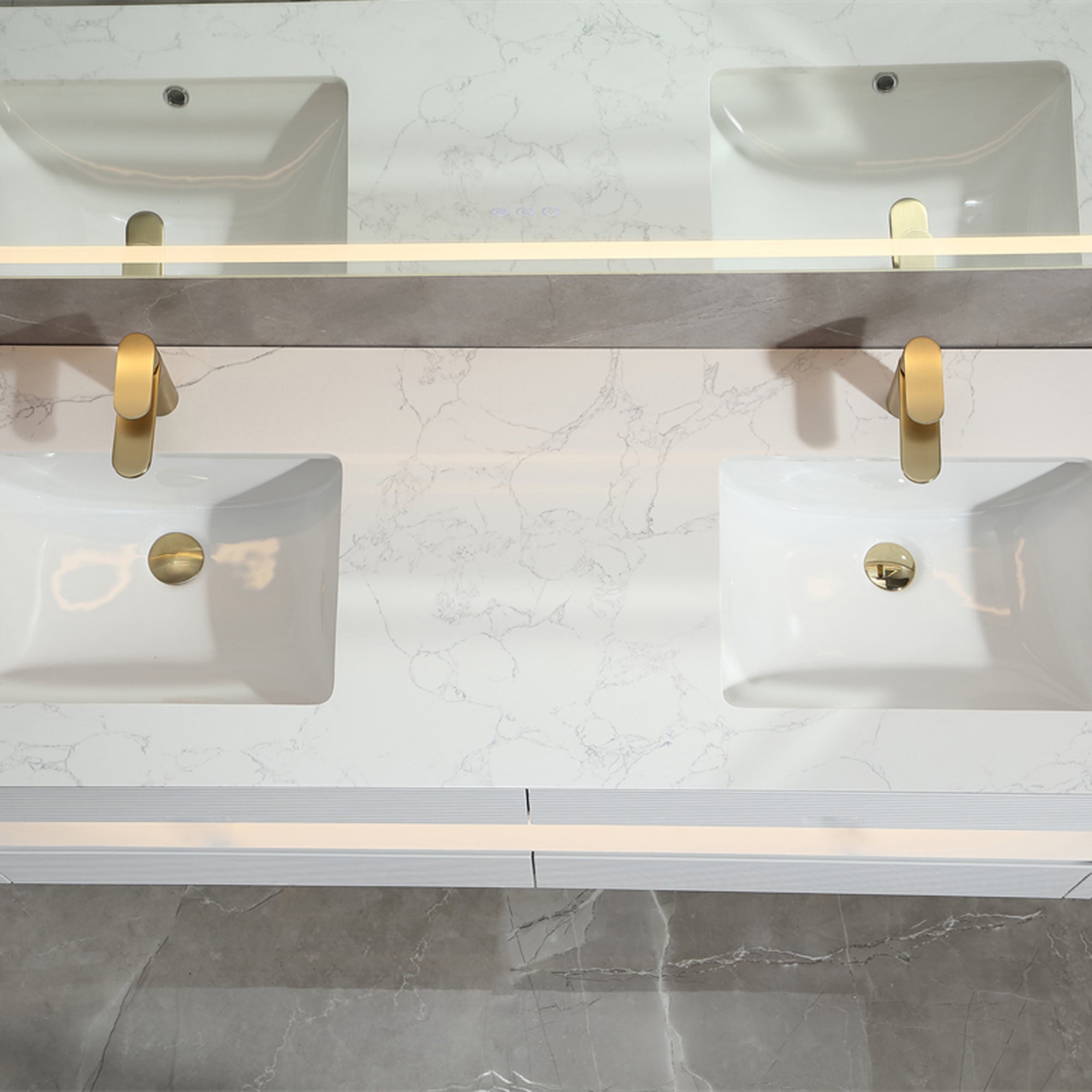 36 Inch Solid Wood Wall-Mounted Bathroom Vanity Set in Green/ White with Engineered Stone and Ceramic Sink