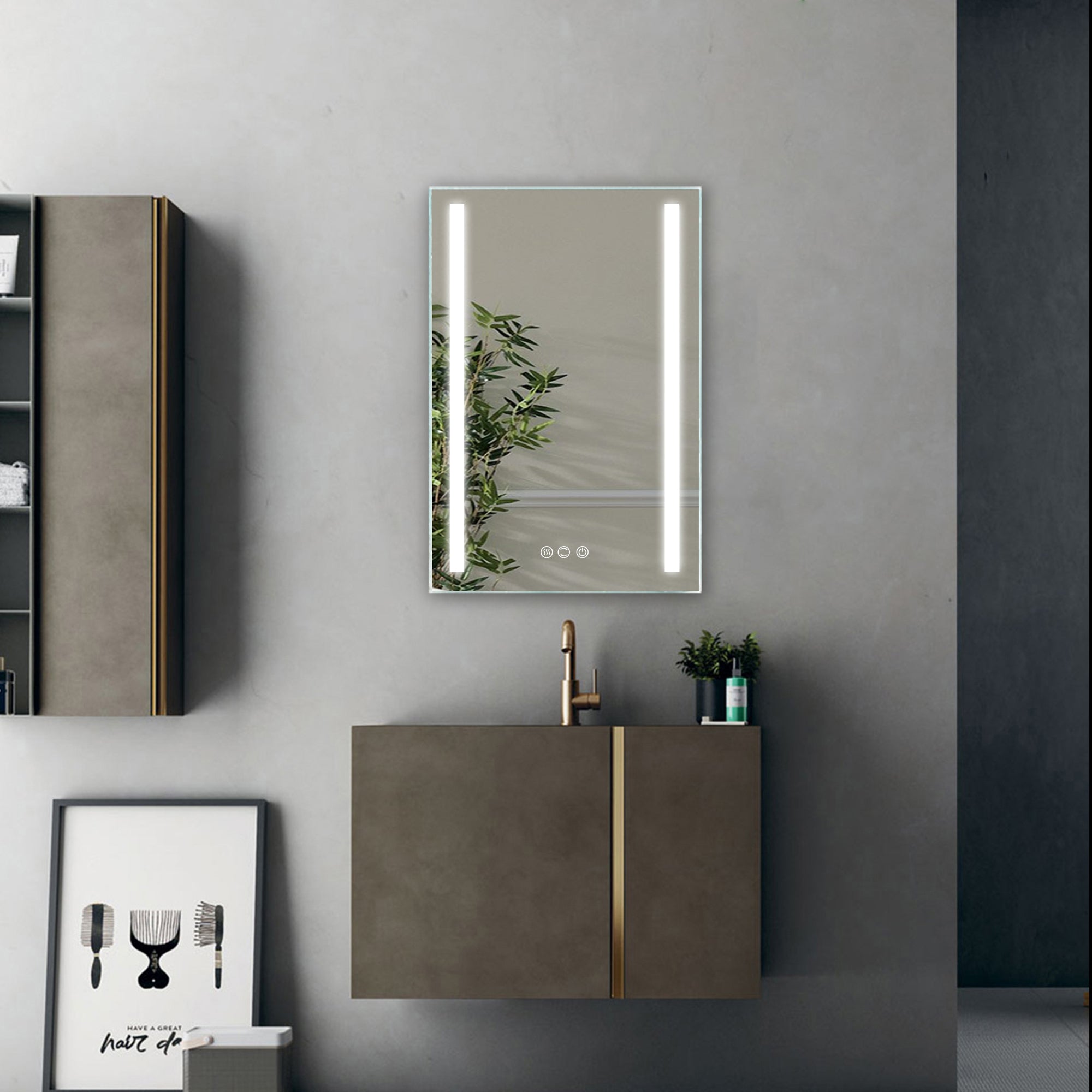 20 in. W x 30 in. H  Aluminium and Glass LED Bathroom Mirror with Defogger