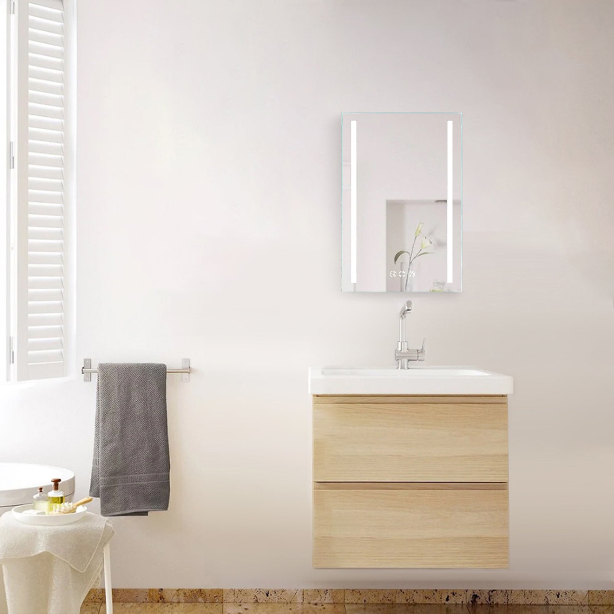20 in. W x 30 in. H  Aluminium and Glass LED Bathroom Mirror with Defogger