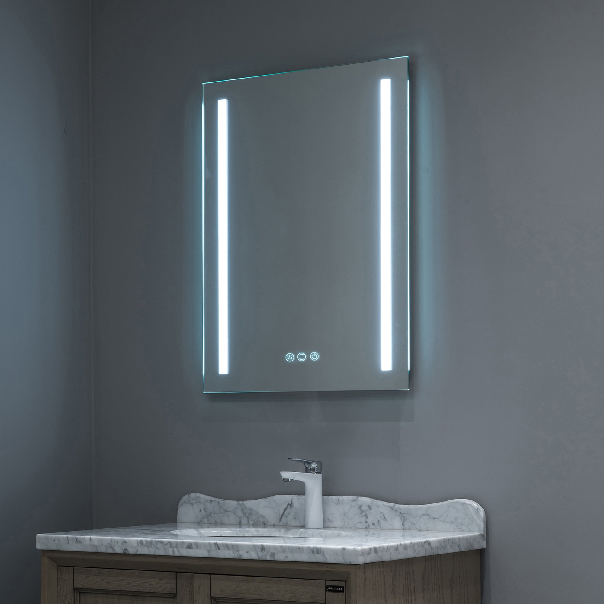 20 in. W x 30 in. H  Aluminium and Glass LED Bathroom Mirror with Defogger