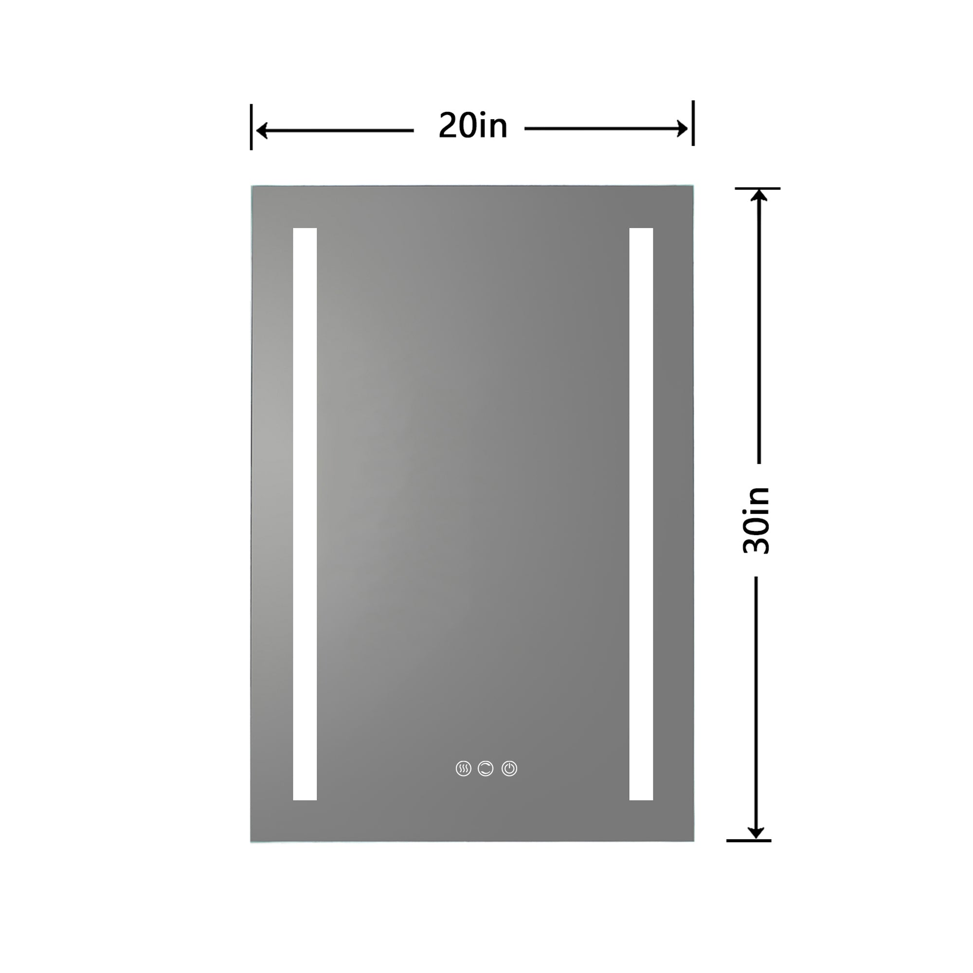 20 in. W x 30 in. H  Aluminium and Glass LED Bathroom Mirror with Defogger