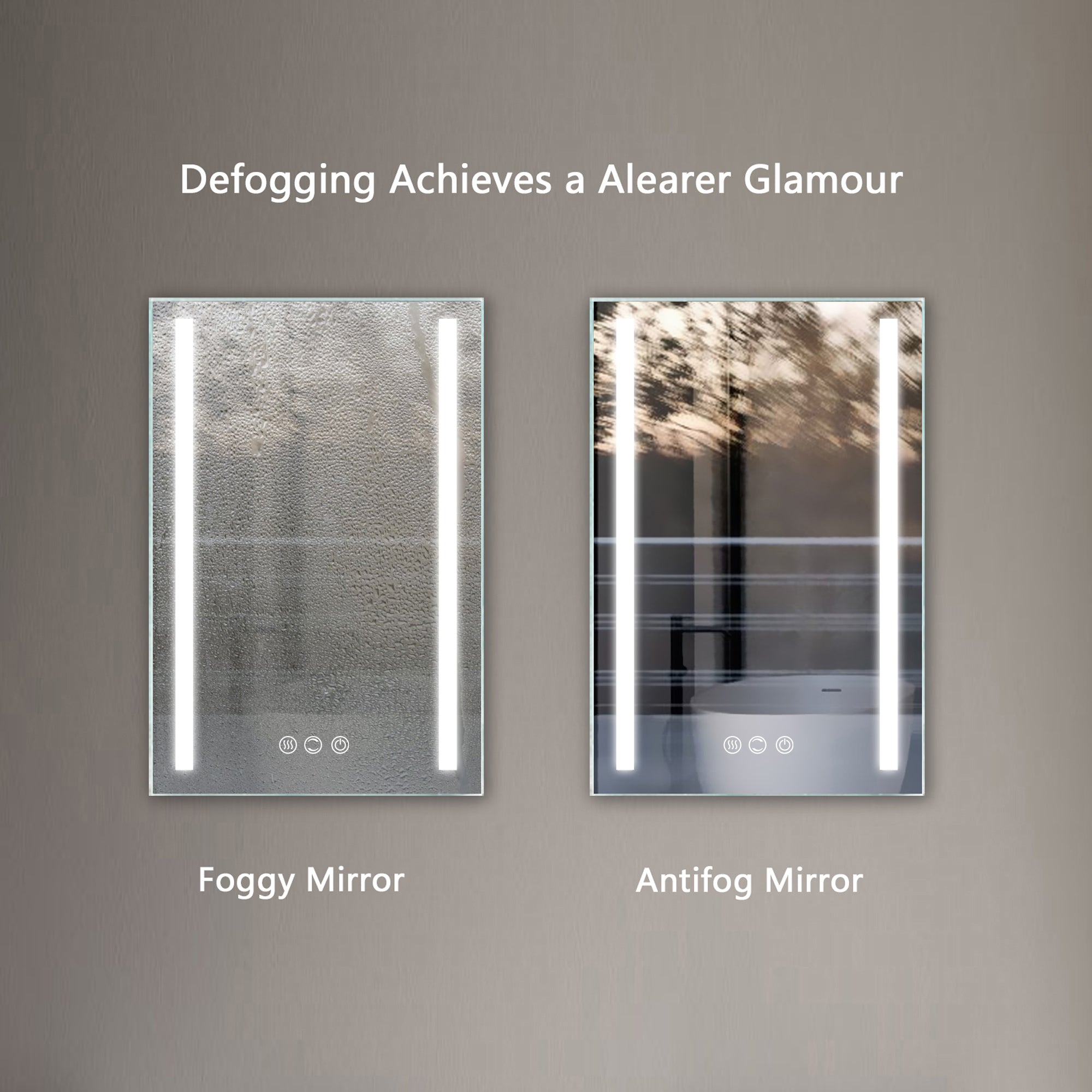 20 in. W x 30 in. H  Aluminium and Glass LED Bathroom Mirror with Defogger