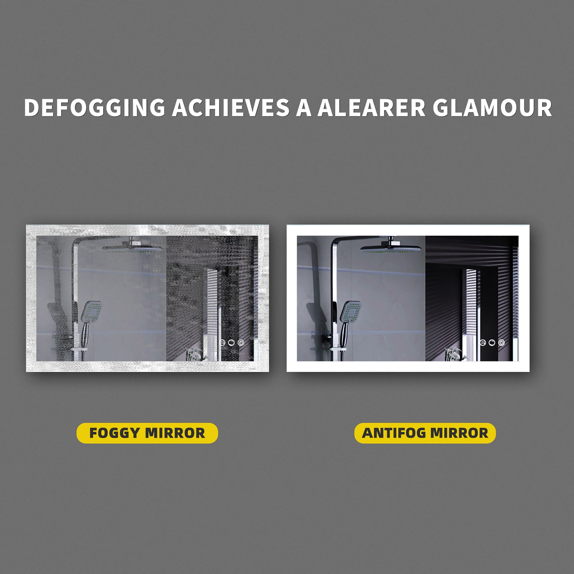 40 in. W x 24 in. H  Aluminium and Glass LED Bathroom Mirror with Defogger