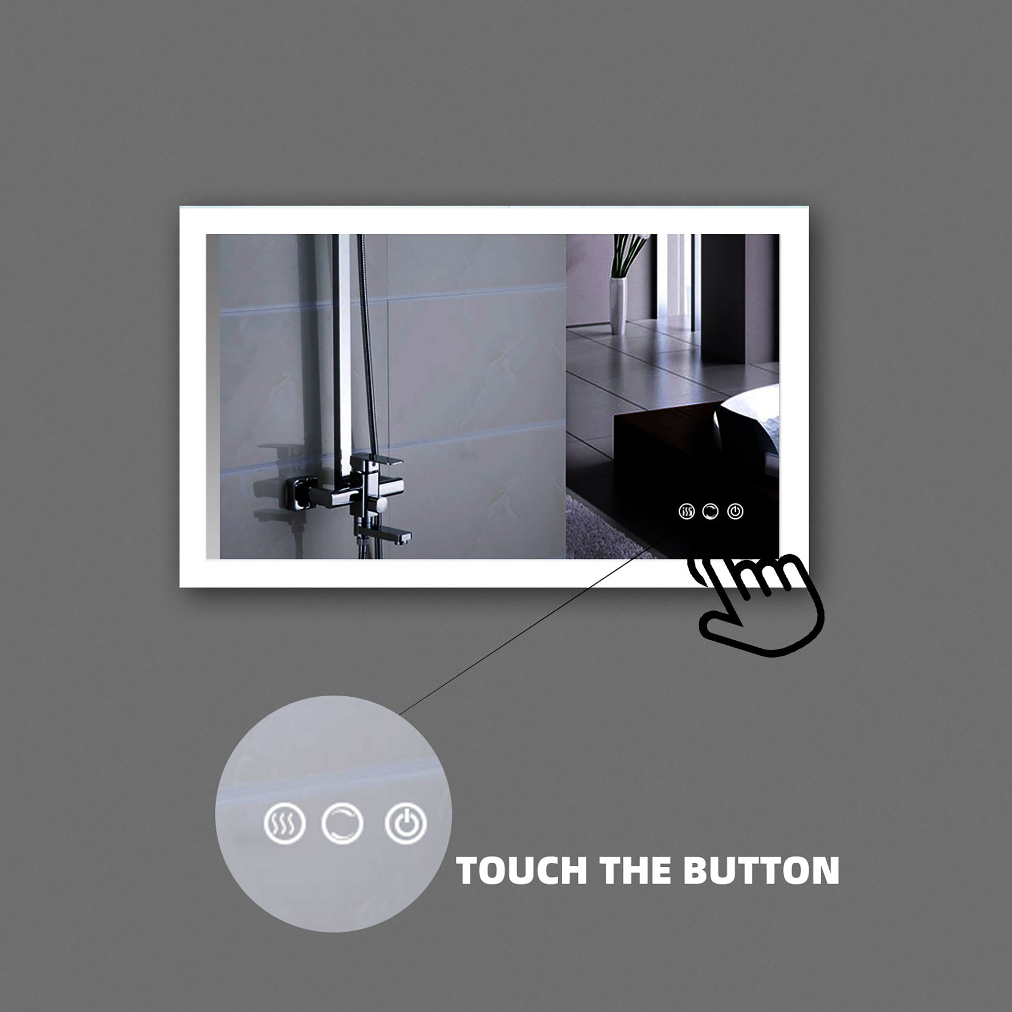 40 in. W x 24 in. H  Aluminium and Glass LED Bathroom Mirror with Defogger