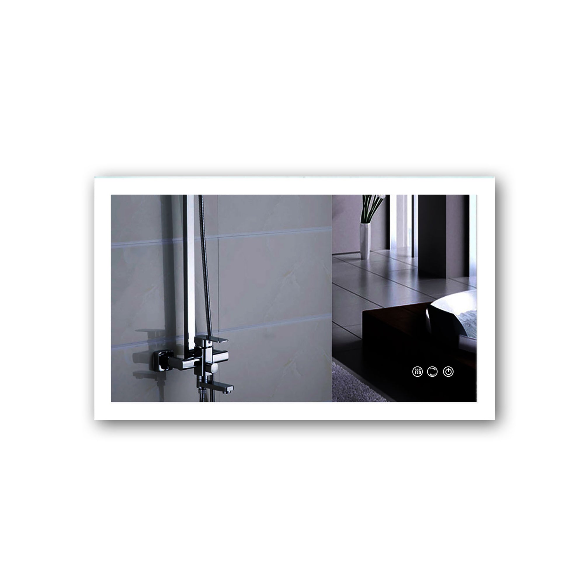 40 in. W x 24 in. H  Aluminium and Glass LED Bathroom Mirror with Defogger