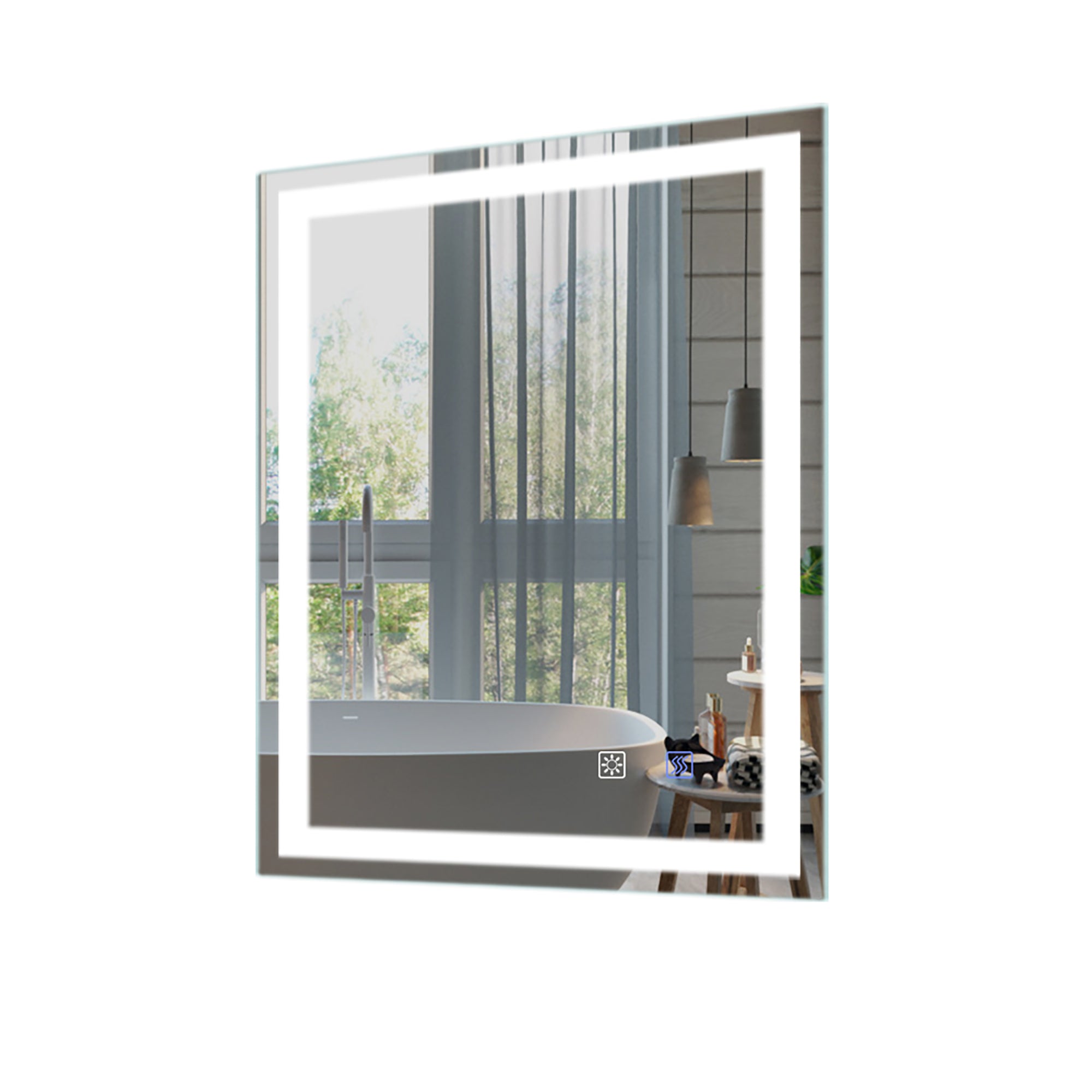 20 in. W x 28 in. H Iron and Glass LED Bathroom Mirror with Defogger