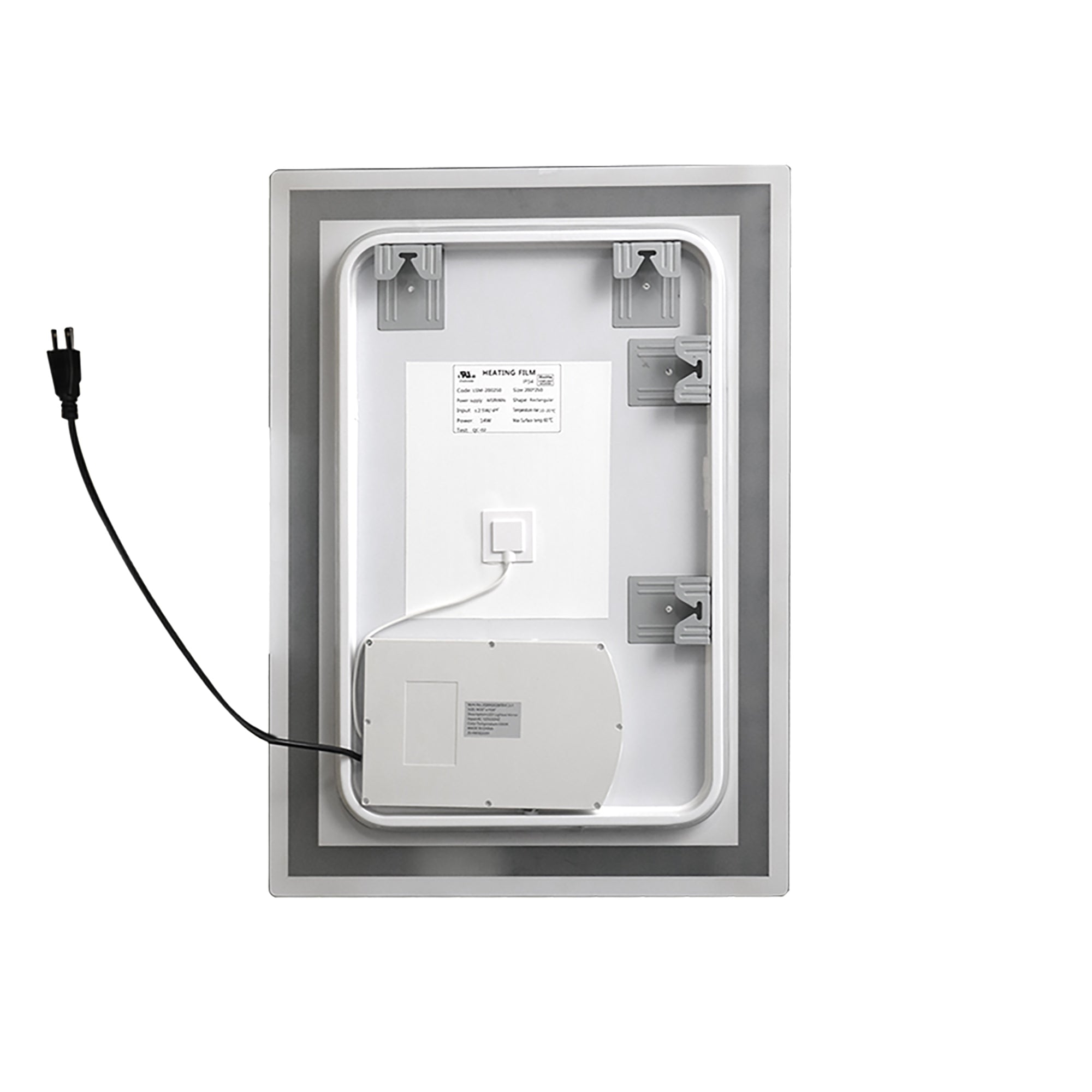 20 in. W x 28 in. H Iron and Glass LED Bathroom Mirror with Defogger
