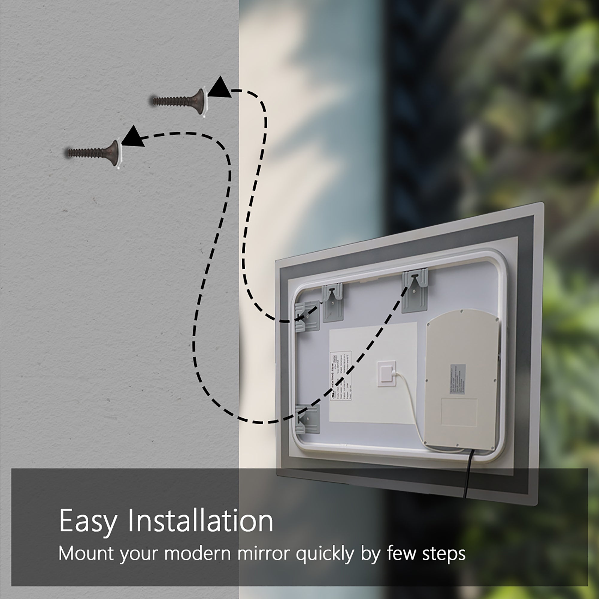 20 in. W x 28 in. H Iron and Glass LED Bathroom Mirror with Defogger