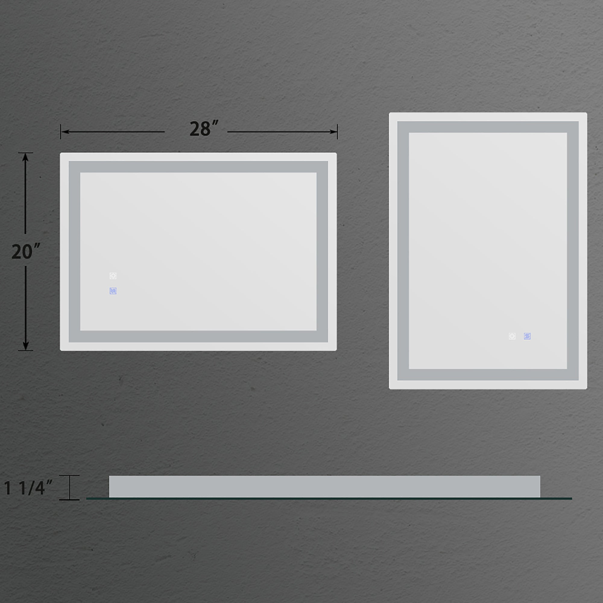 20 in. W x 28 in. H Iron and Glass LED Bathroom Mirror with Defogger