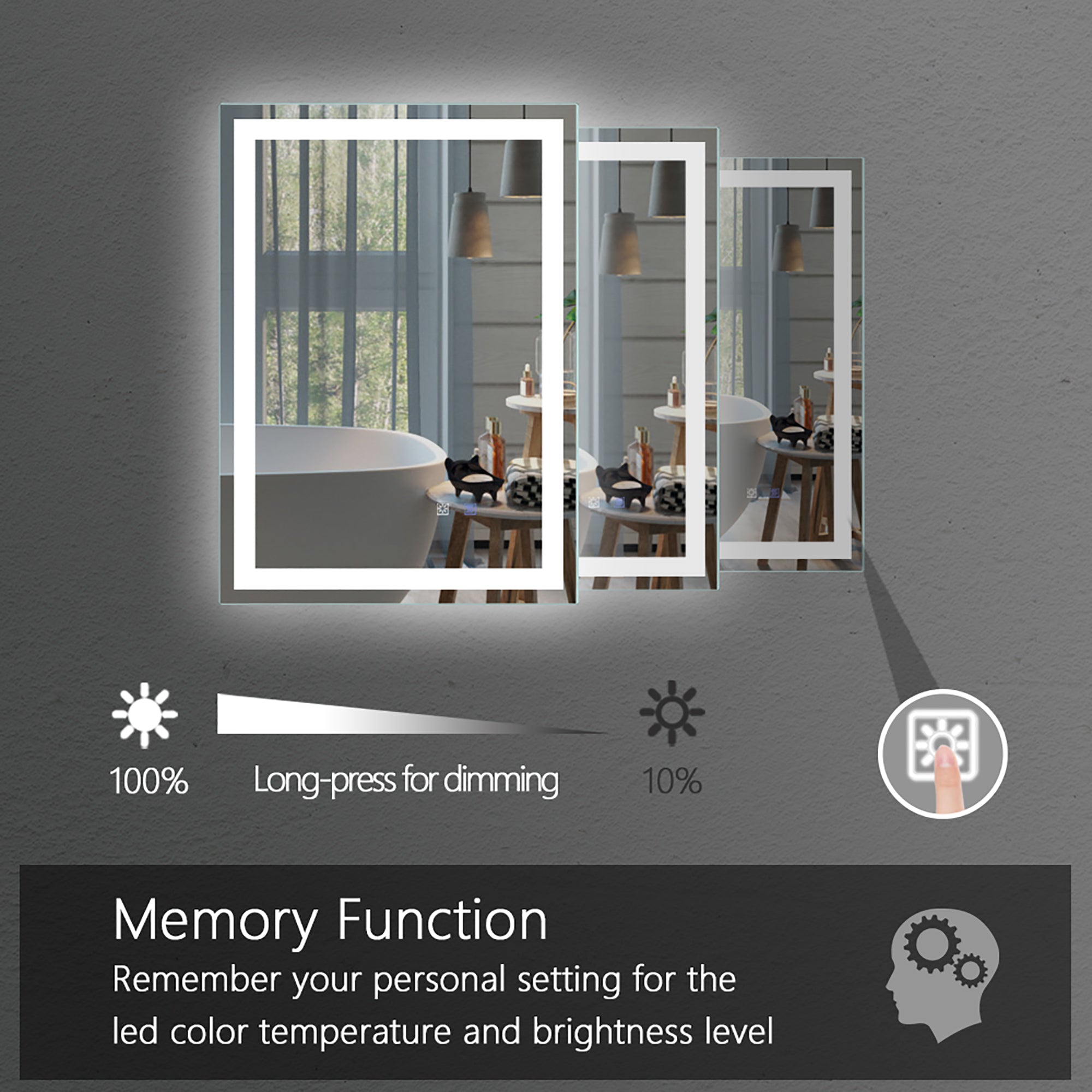 20 in. W x 28 in. H Iron and Glass LED Bathroom Mirror with Defogger