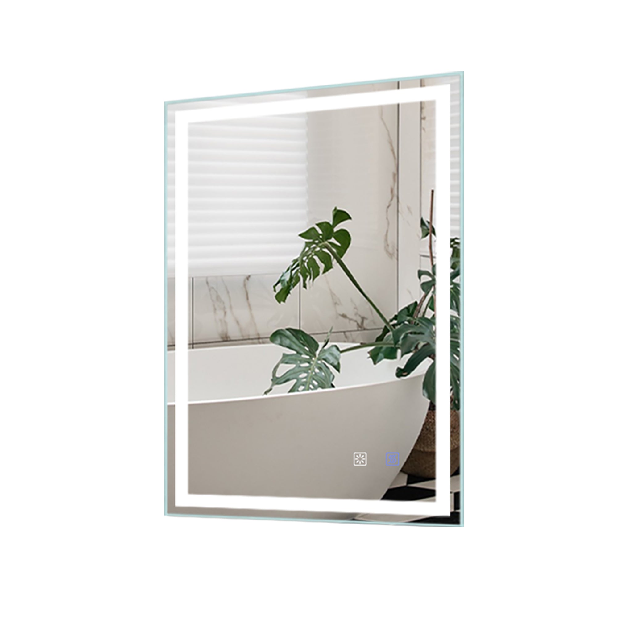 20 in. W x 28 in. H Iron and Glass LED Bathroom Mirror with Defogger